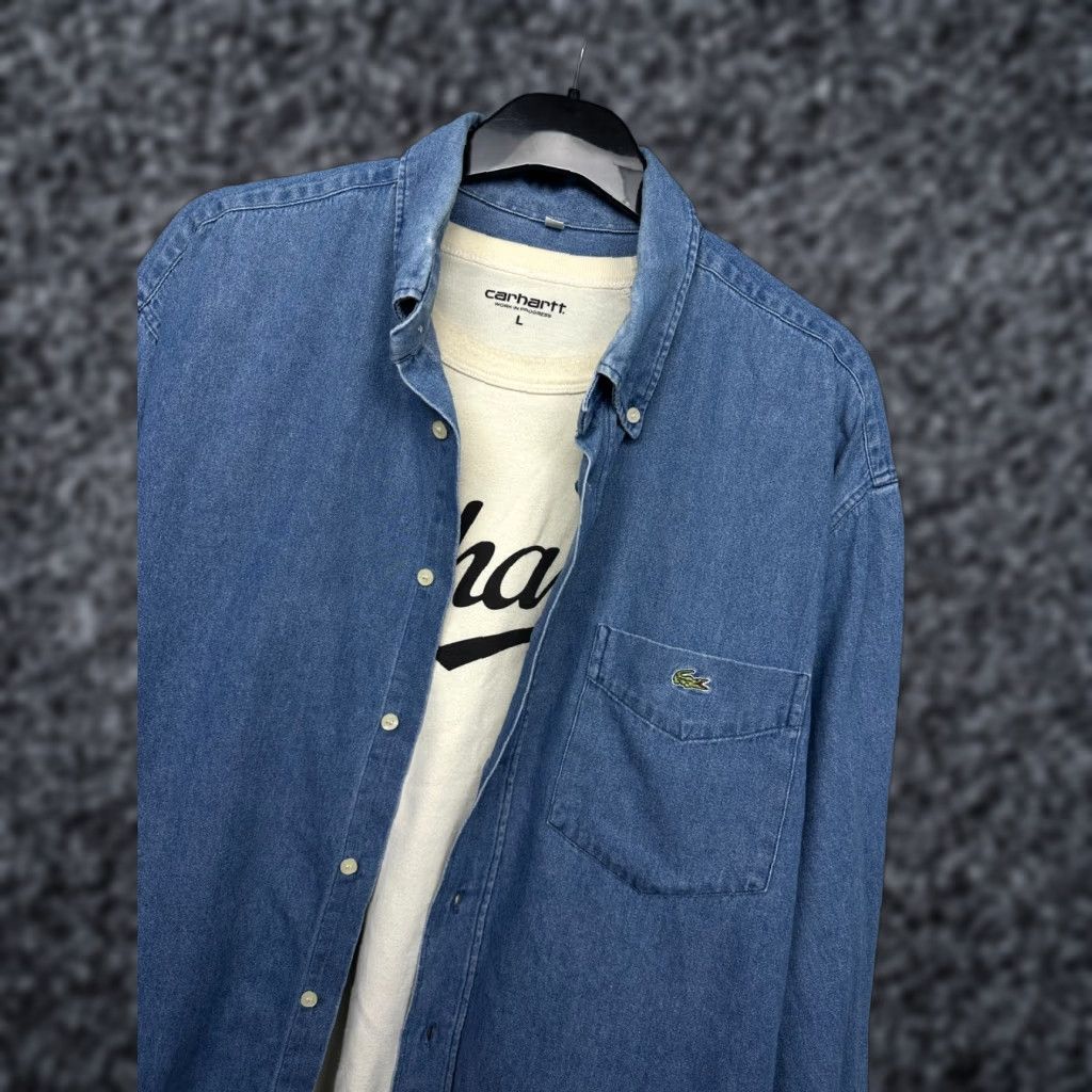 Lacoste Lacoste Denim Long Sleeve Shirt Blue XL Mens Button-Up Vintage Cotton Denim Size US XL / EU 56 / 4 - 1 Thumbnail