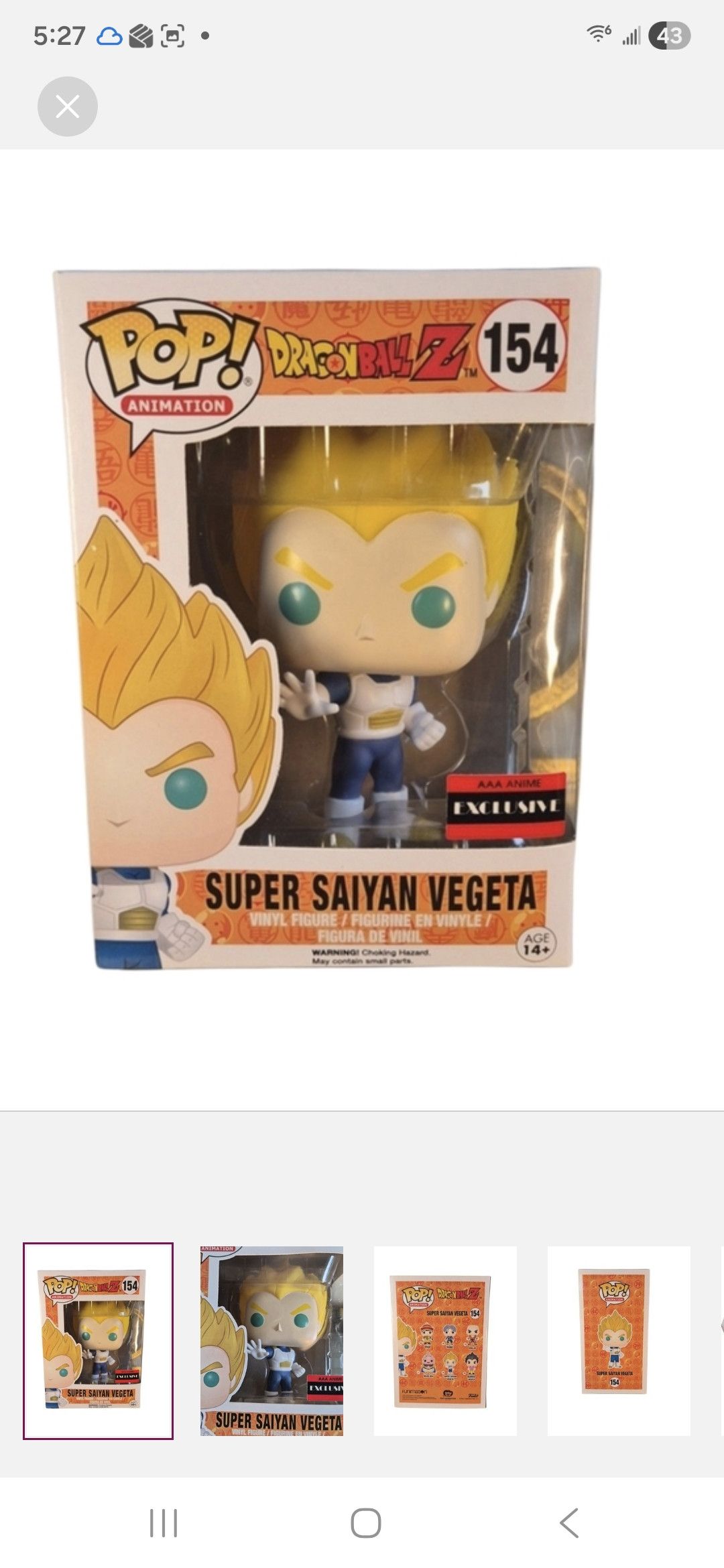 Other Funko × Dragon Ball Z Super S Vegeta Funko Vinyl Figure Size ONE SIZE - 1 Thumbnail