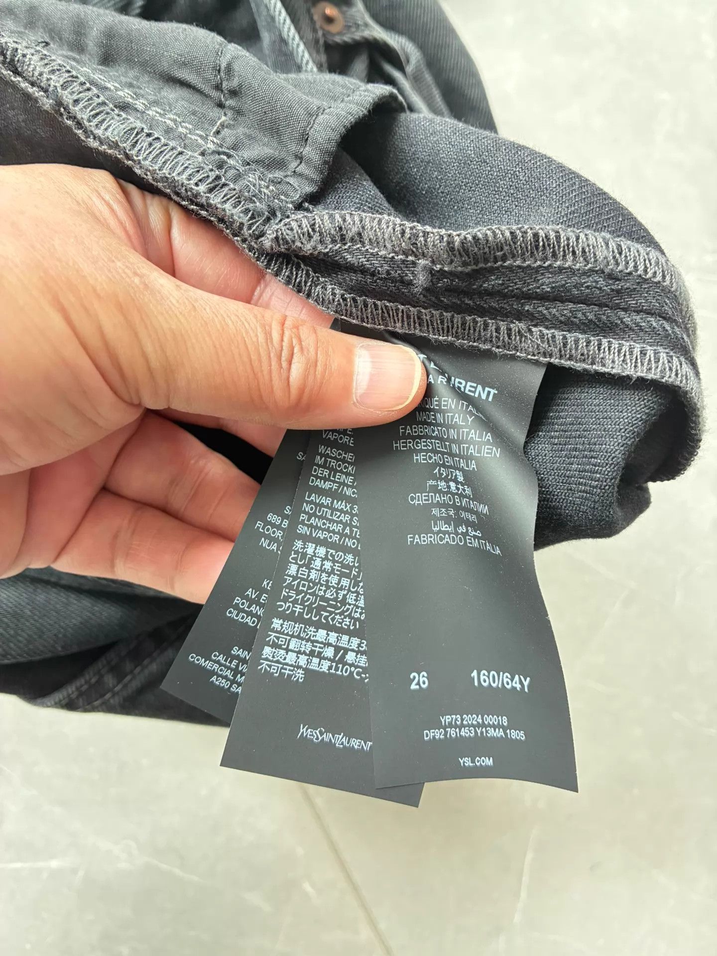 Saint Laurent Paris SL Black Straight Jeans 26 Size 26" / US 2 / IT 38 - 7 Thumbnail