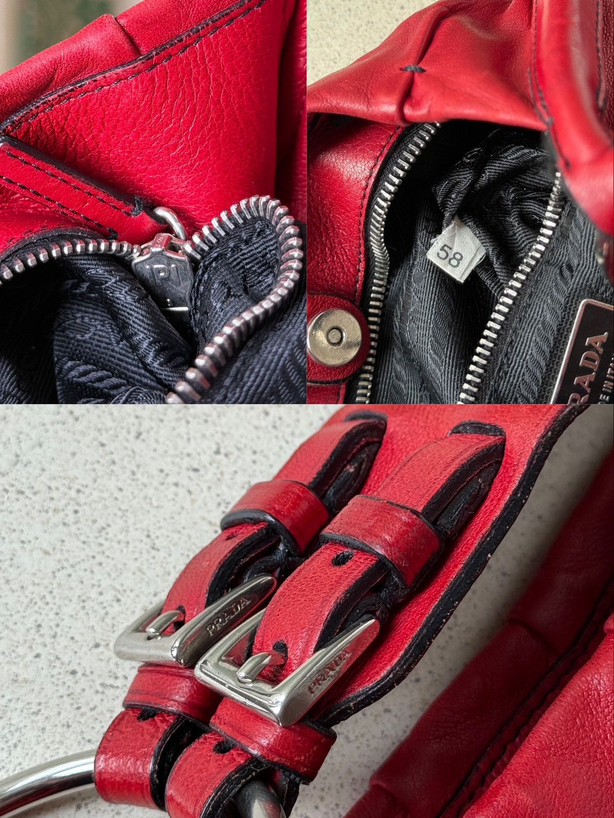 Prada Vintage Prada Logo Red Soft Leather Shoulder Bag Size ONE SIZE - 12 Thumbnail