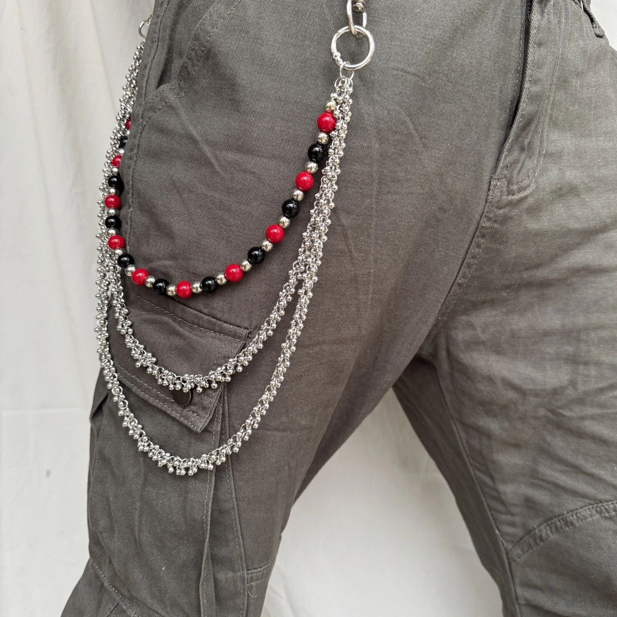 Jewelry Red Agate Stone Beads Pant Waist Chain Size ONE SIZE - 3 Thumbnail