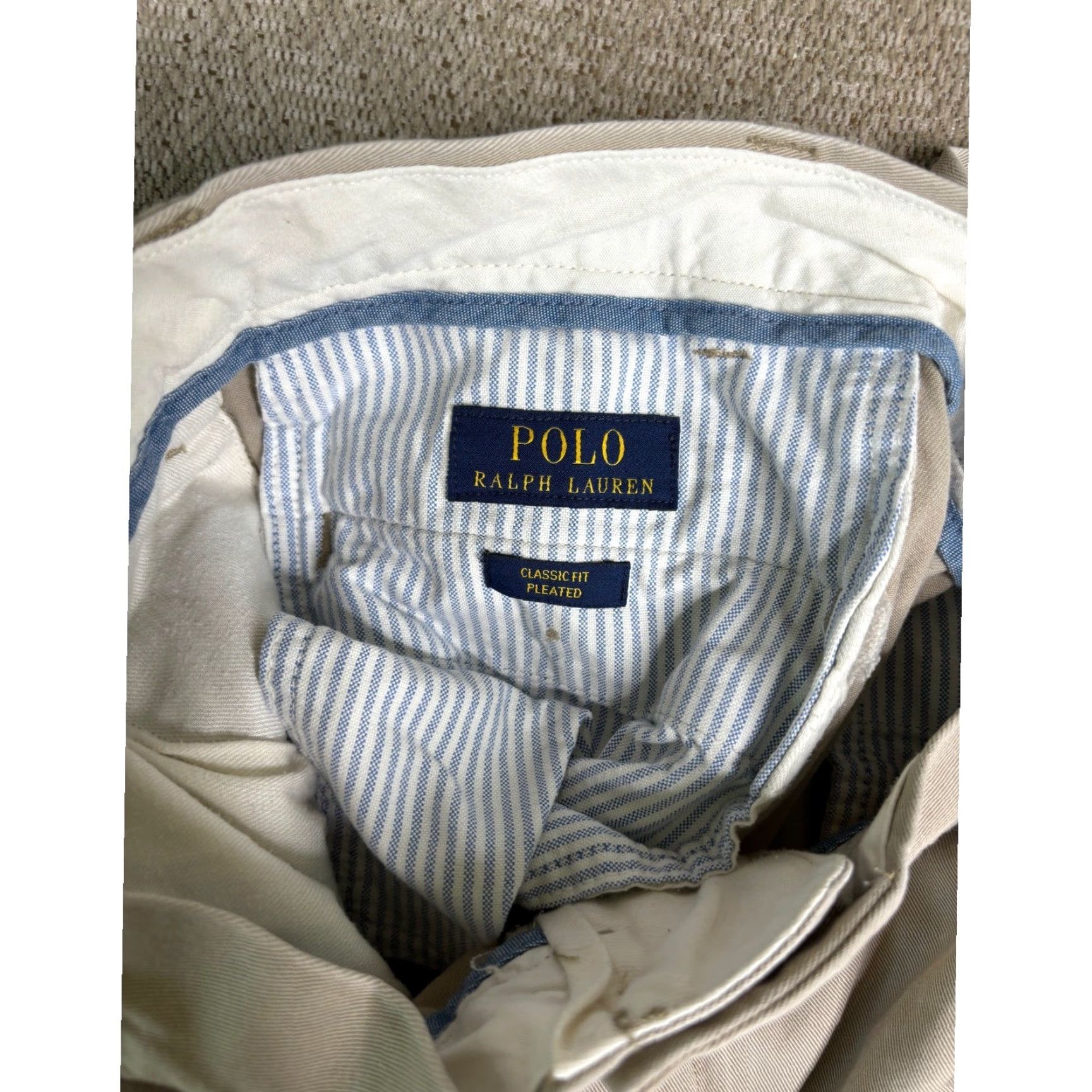 Polo Ralph Lauren Polo Ralph Lauren Khaki Pants Classic Fit Pleated Men 36x29 Dress Pants Beige Canvas Cotton Front Pleated Logo Button Size US M / EU 48-50 / 2 - 3 Thumbnail
