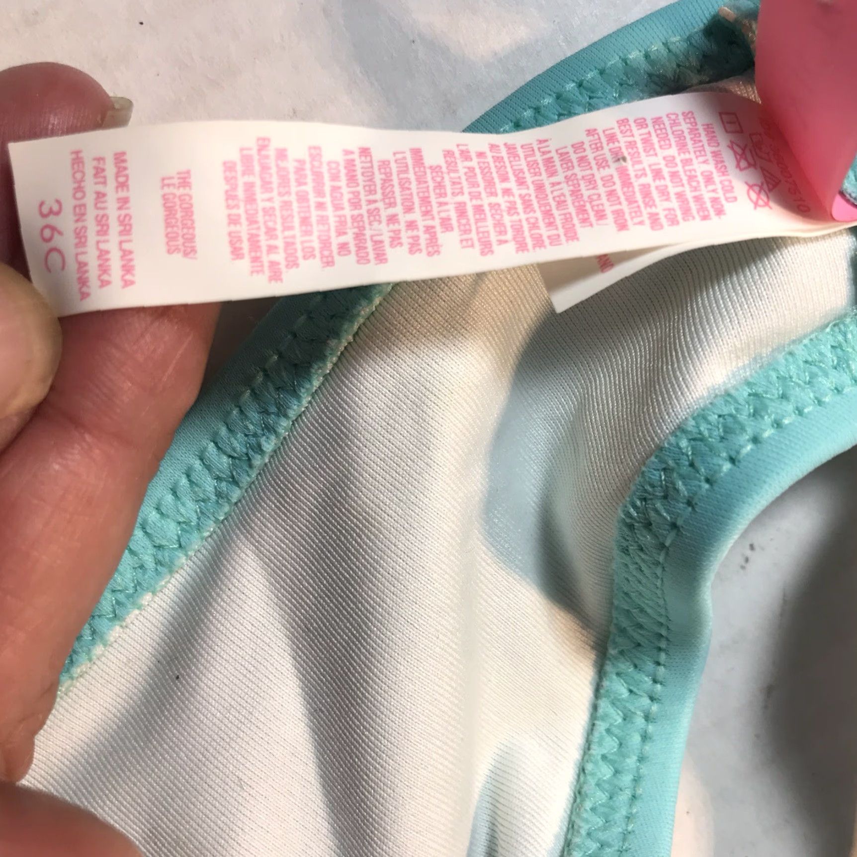 Victoria's Secret Victoria's Secret Women's Bikini Top Push Up Halter Swimsuit Teal Black White Stripes Size 36C Size XS / US 0-2 / IT 36-38 - 6 Thumbnail