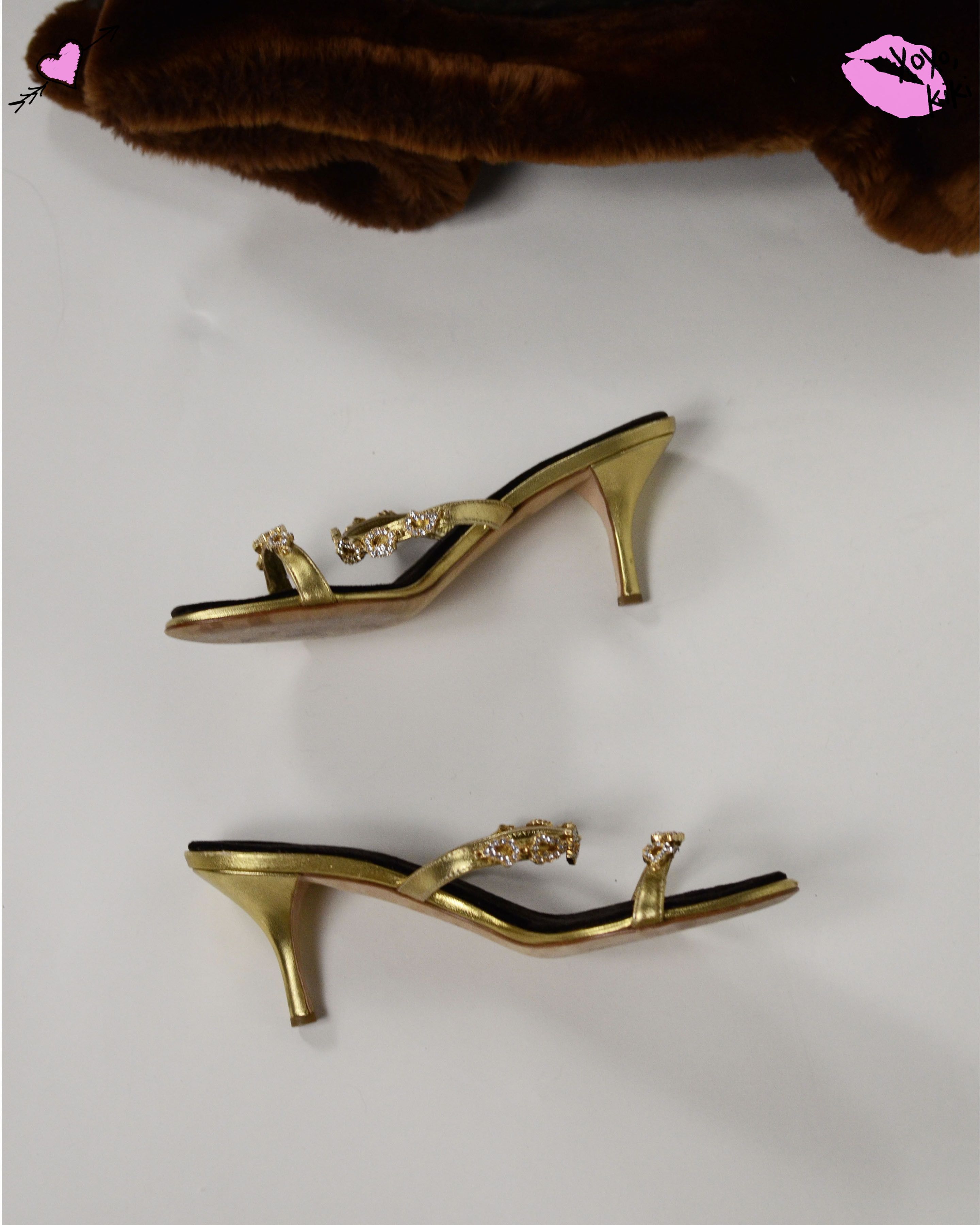 Giuseppe Zanotti GIUSEPPE ZANOTTI GOLD RHINESTONE HEELS Size US 7 / IT 37 - 3 Thumbnail