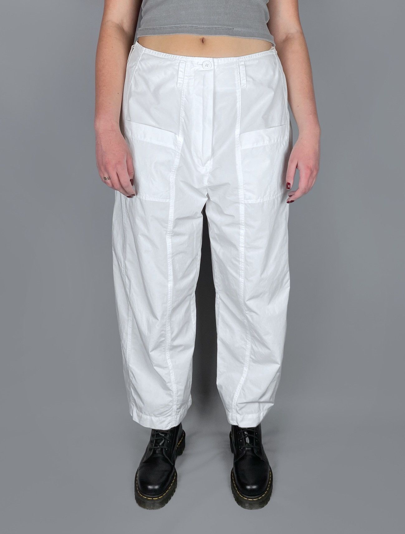 Rundholz Women's Rundholz Black Label White Baggy Fit Pants Size M L Size 31" - 1 Thumbnail