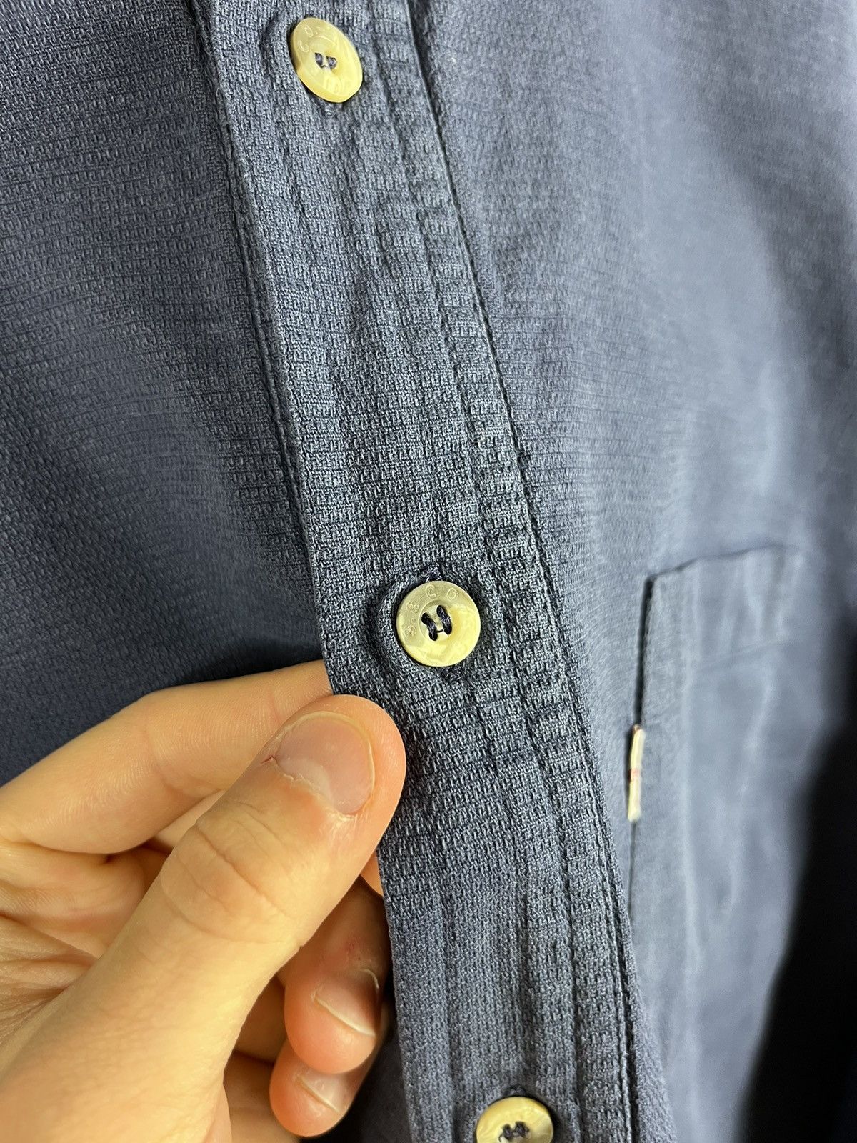 Levi's × Levi's Vintage Clothing × Vintage Vintage 90s Levi’s half button long sleeve shirt navy pocket Size US XL / EU 56 / 4 - 12 Thumbnail