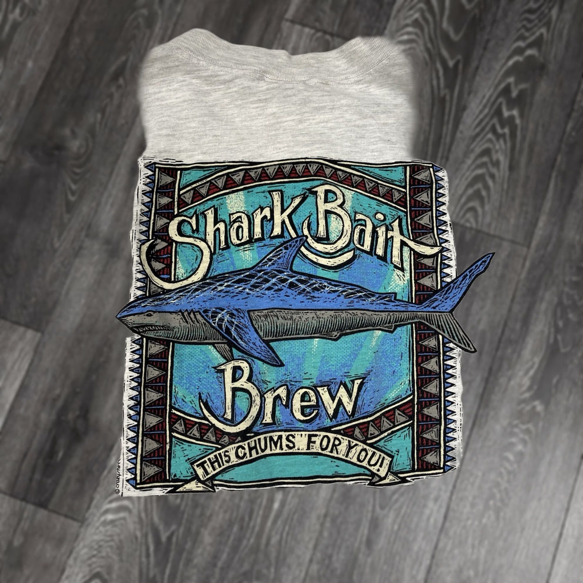Vintage VINTAGE Crazy Shirts Shark Bait Brew Graphic T-shirt Men XL 90s Single Stitch Size US XL / EU 56 / 4 - 1 Thumbnail