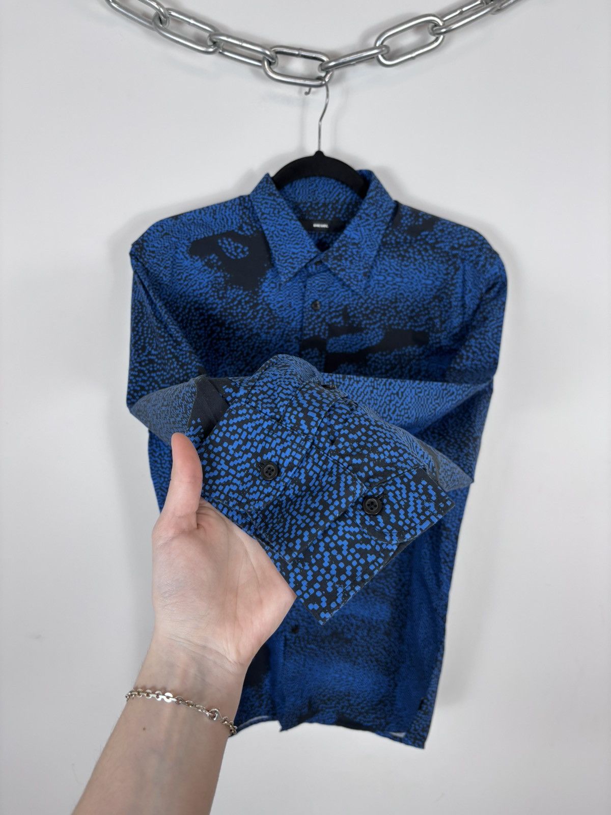 Diesel Diesel Luxx NWT Men’s Blue/Black AOP Long Sleeve Shirt Size US M / EU 48-50 / 2 - 11 Thumbnail