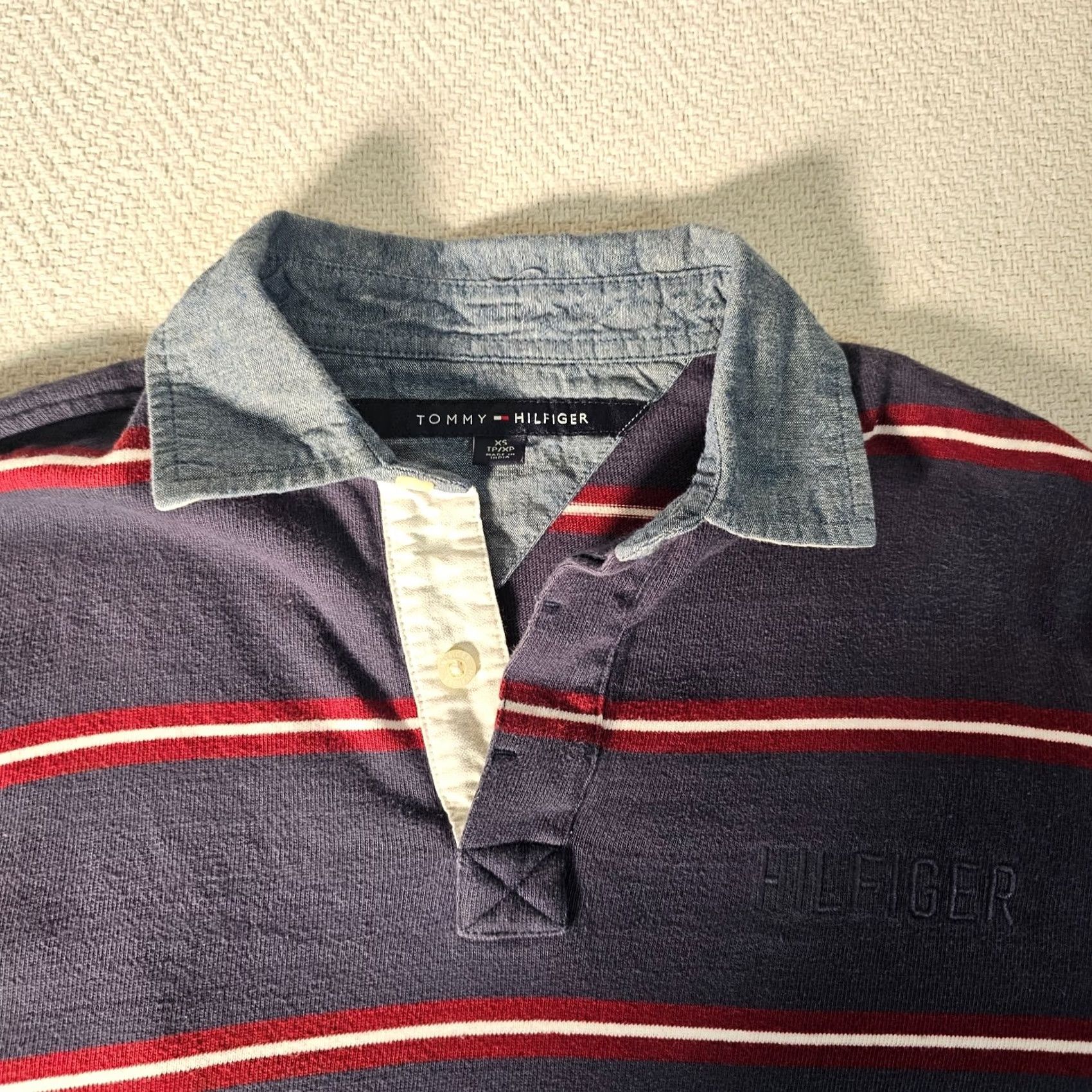 Tommy Hilfiger Tommy Hilfiger Polo Shirt Long Sleeve Mens XS Blue Red Stripe Logo Size US XS / EU 42 / 0 - 2 Thumbnail
