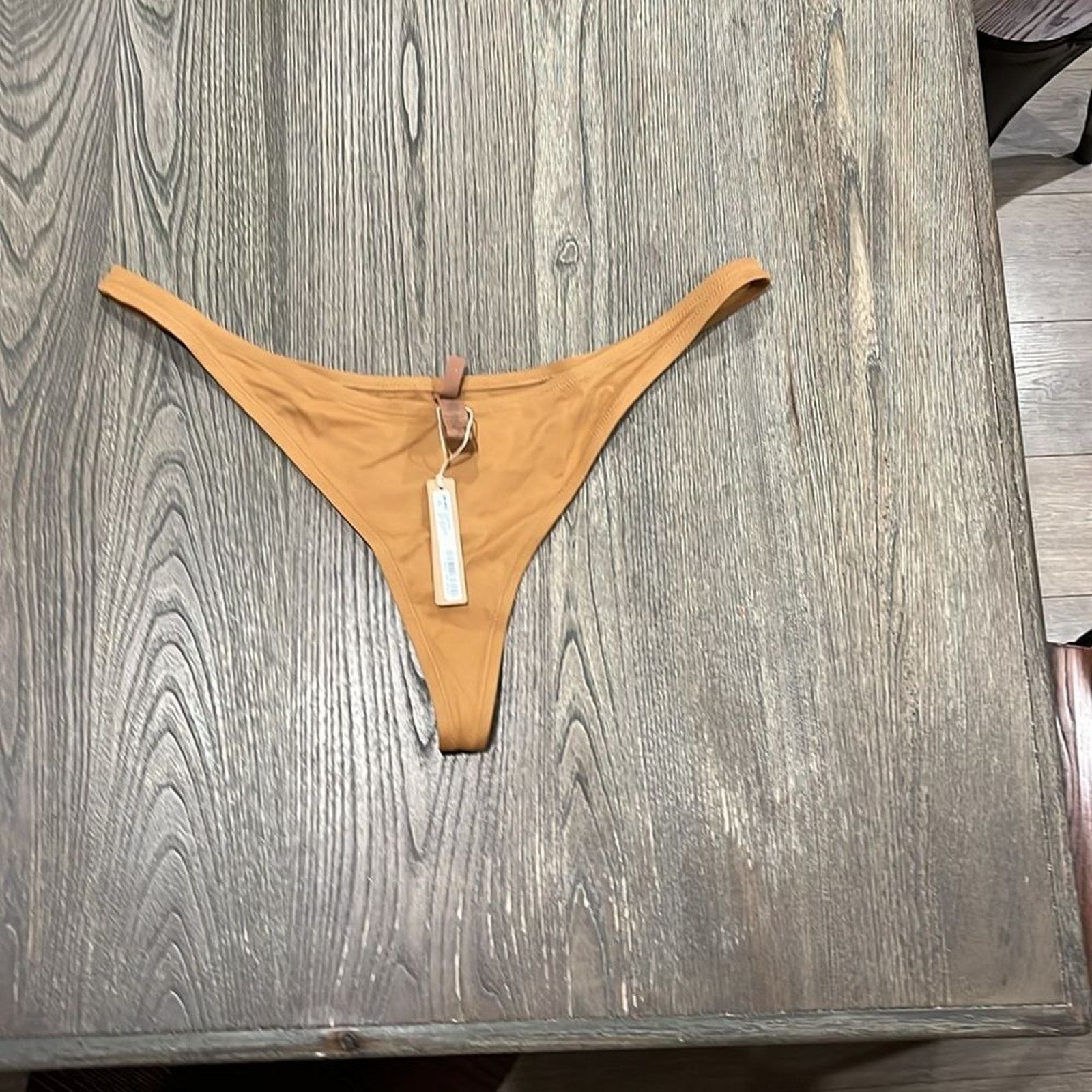 SKIMS NWT Skims Recycled Swim Thong Swimwear Stretch Almond 3X Size ONE SIZE - 1 Thumbnail