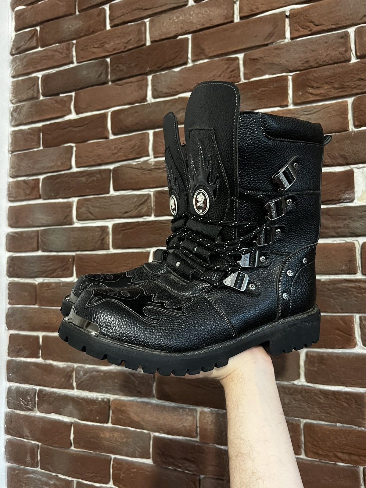 Seditionaries Rare Avant Garde High Top Platform Flames Boots Grail Goth Size US 10.5 / EU 43-44 - 2 Thumbnail