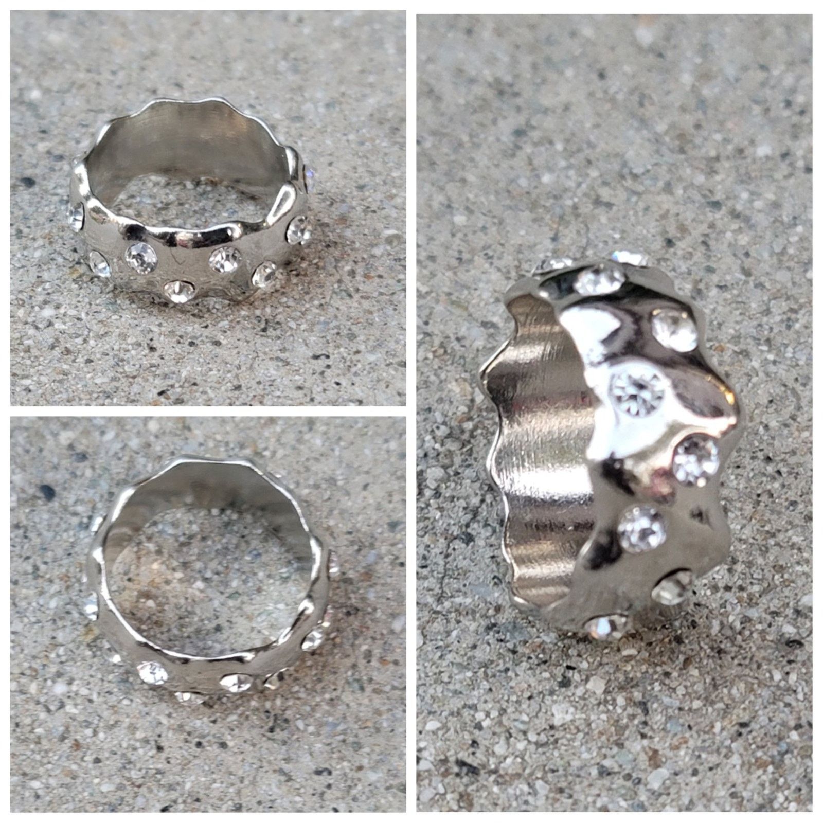 The Unbranded Brand Silver Tone Rhinestone Ring Size ONE SIZE - 1 Thumbnail