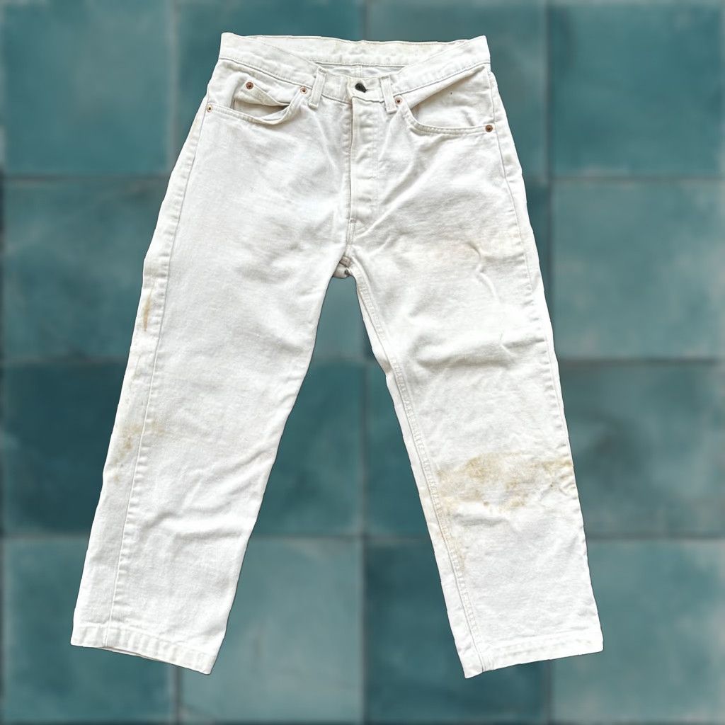 Vintage Levi's 501 Jeans Men 30x24 White Bleach Wash Mid Rise