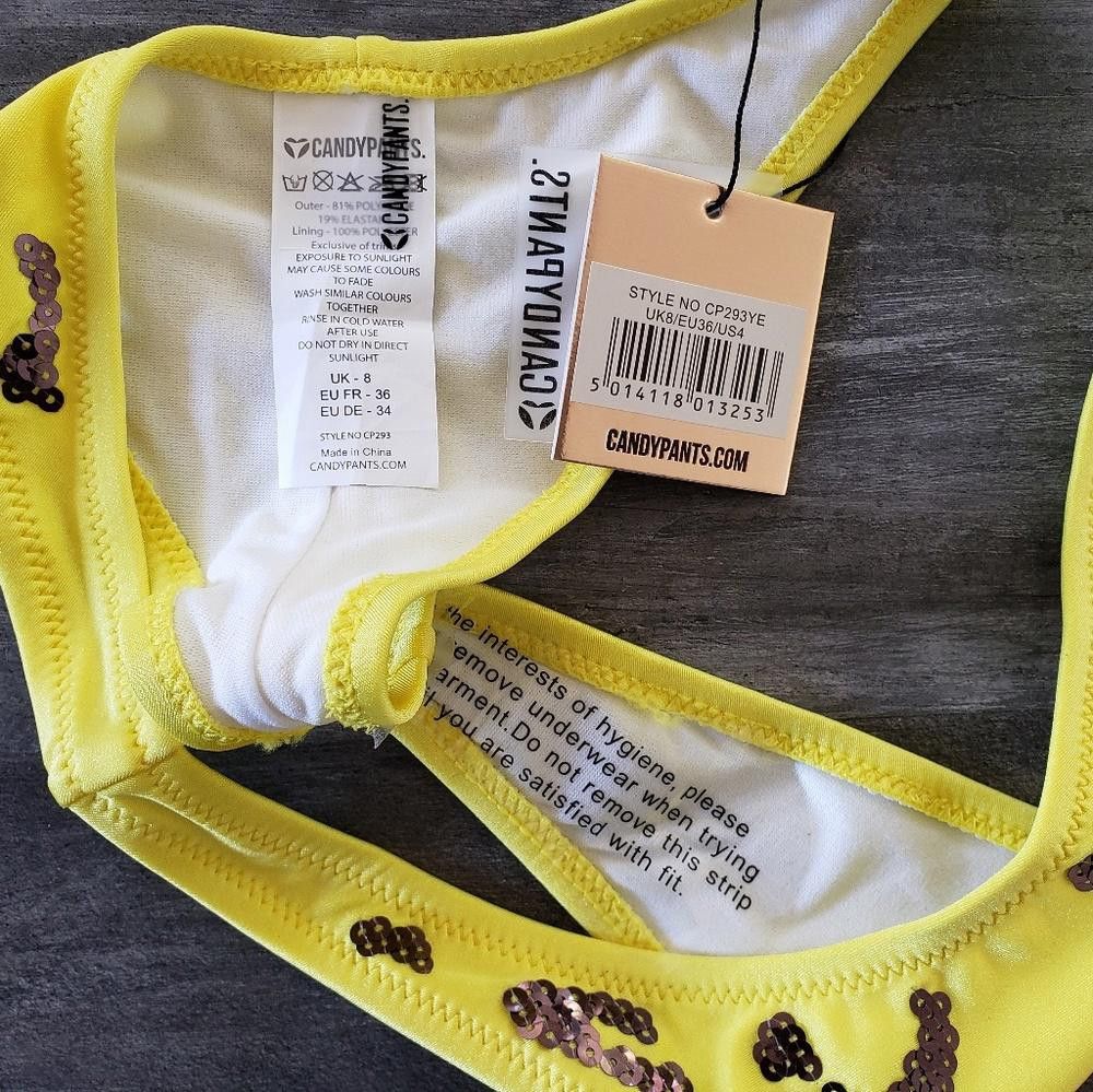 Designer Yellow Black CandyPants Animal Bikini Set Size ONE SIZE - 6 Thumbnail
