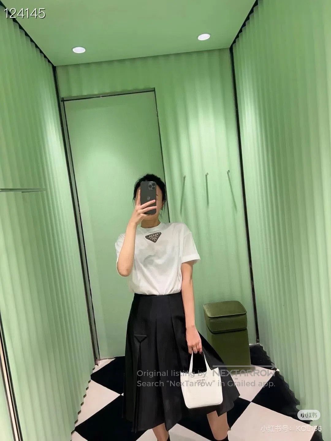 Prada PRADA Rivet Triangle Logo Drop Shoulder T. Size S / US 4 / IT 40 - 6 Thumbnail