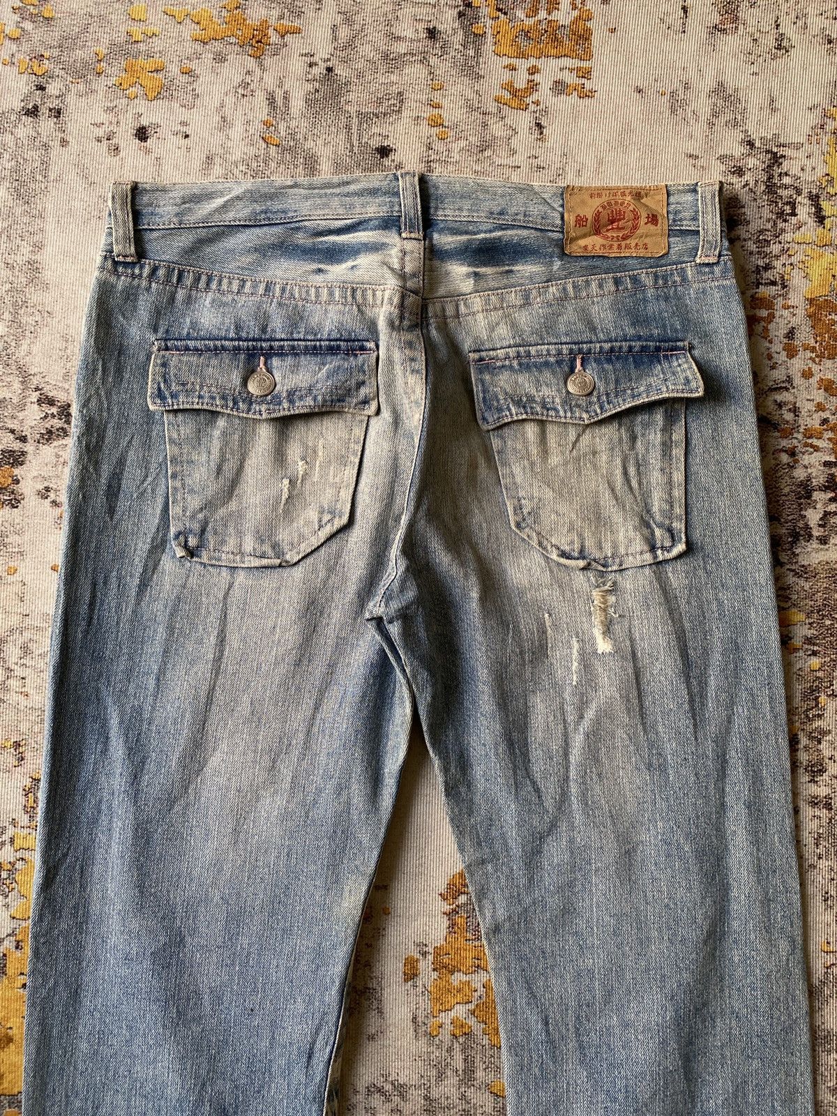 Japanese Brand Japanese Traditional Design Dragons Print Blue Faded Denim Size US 35 - 11 Thumbnail