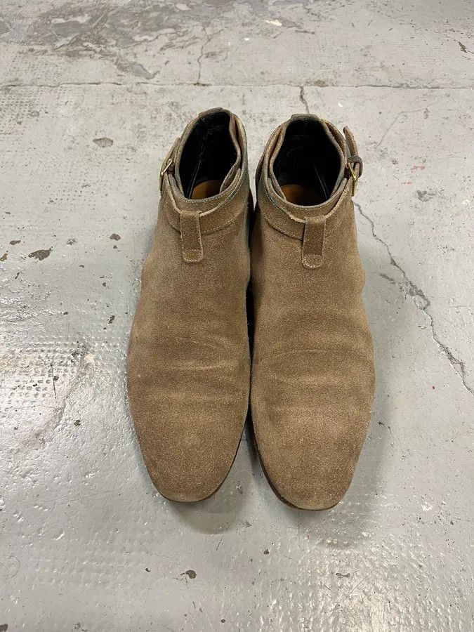 Vintage Saint Laurent Beige Suede Strap Camel Leather Boots Size US 8.5 / EU 41-42 - 4 Thumbnail
