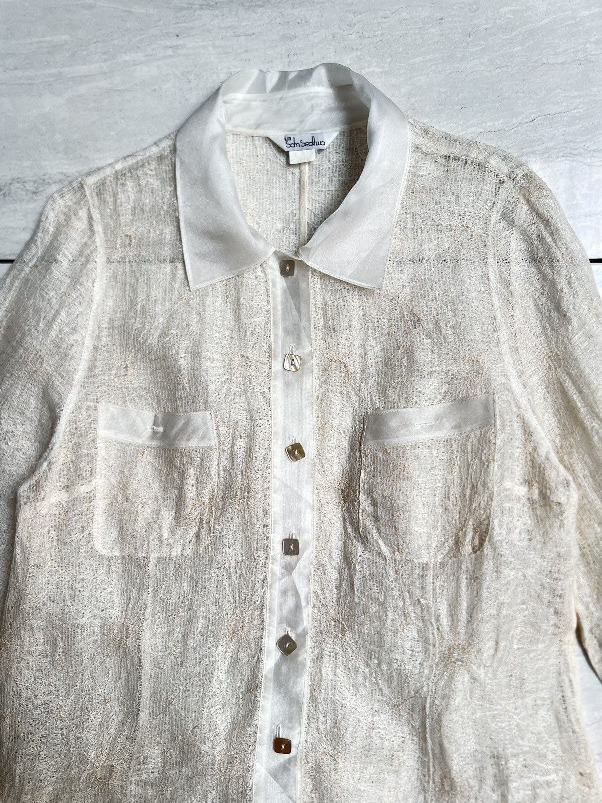 Other Japanese Brand Sdm Sedhwa White Mesh Shirt Size US XS / EU 42 / 0 - 8 Thumbnail
