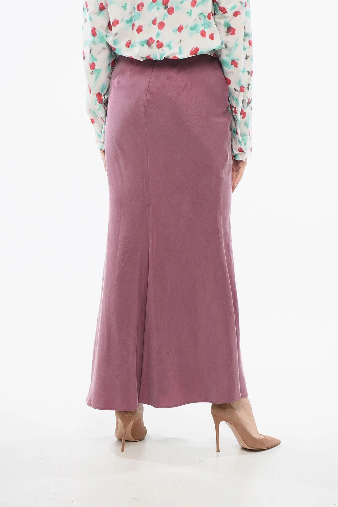 Max Mara og1mm0426 Linen-Blend Skirt in Burgundy Size 27" / US 4 / IT 40 - 2 Thumbnail