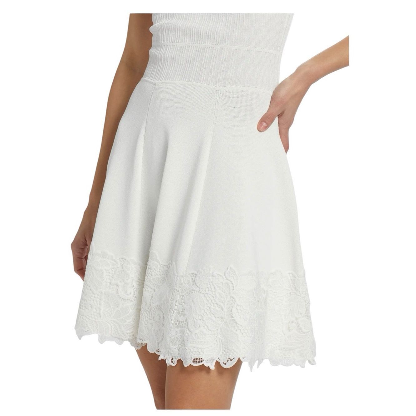 Generation Love Generation Love Orpheus Lace Combo Rib Dress NWT White Medi Size M / US 6-8 / IT 42-44 - 2 Thumbnail