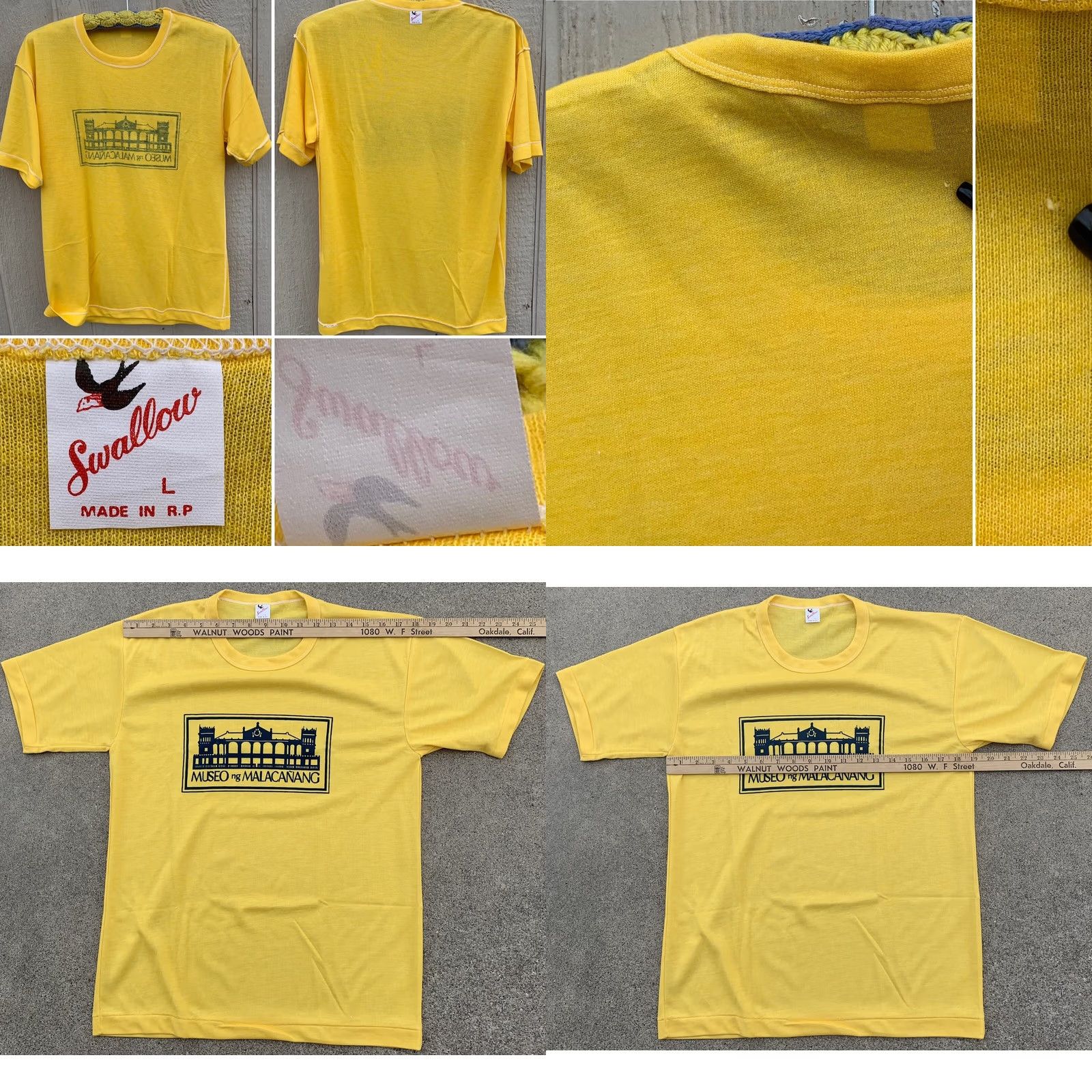Vintage VINTAGE Swallow Museo ng Malacanang T-Shirt Single Stitch Size L Yellow Graphic Print Men Crew Neck Short Sleeve Philippines Size US L / EU 52-54 / 3 - 8 Thumbnail