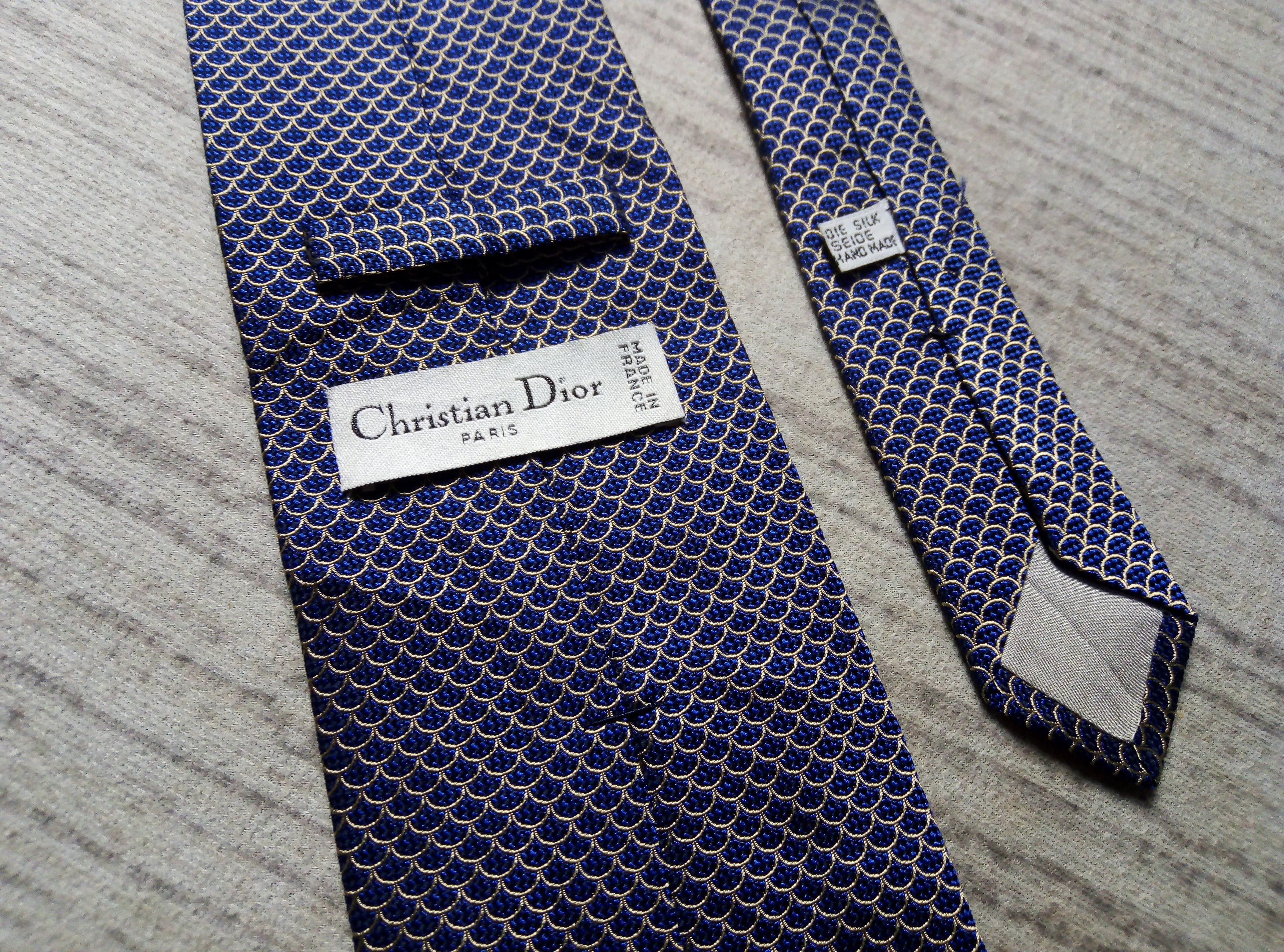 Dior DIOR Blue jacquard woven silk tie made in france necktie Size ONE SIZE - 3 Thumbnail