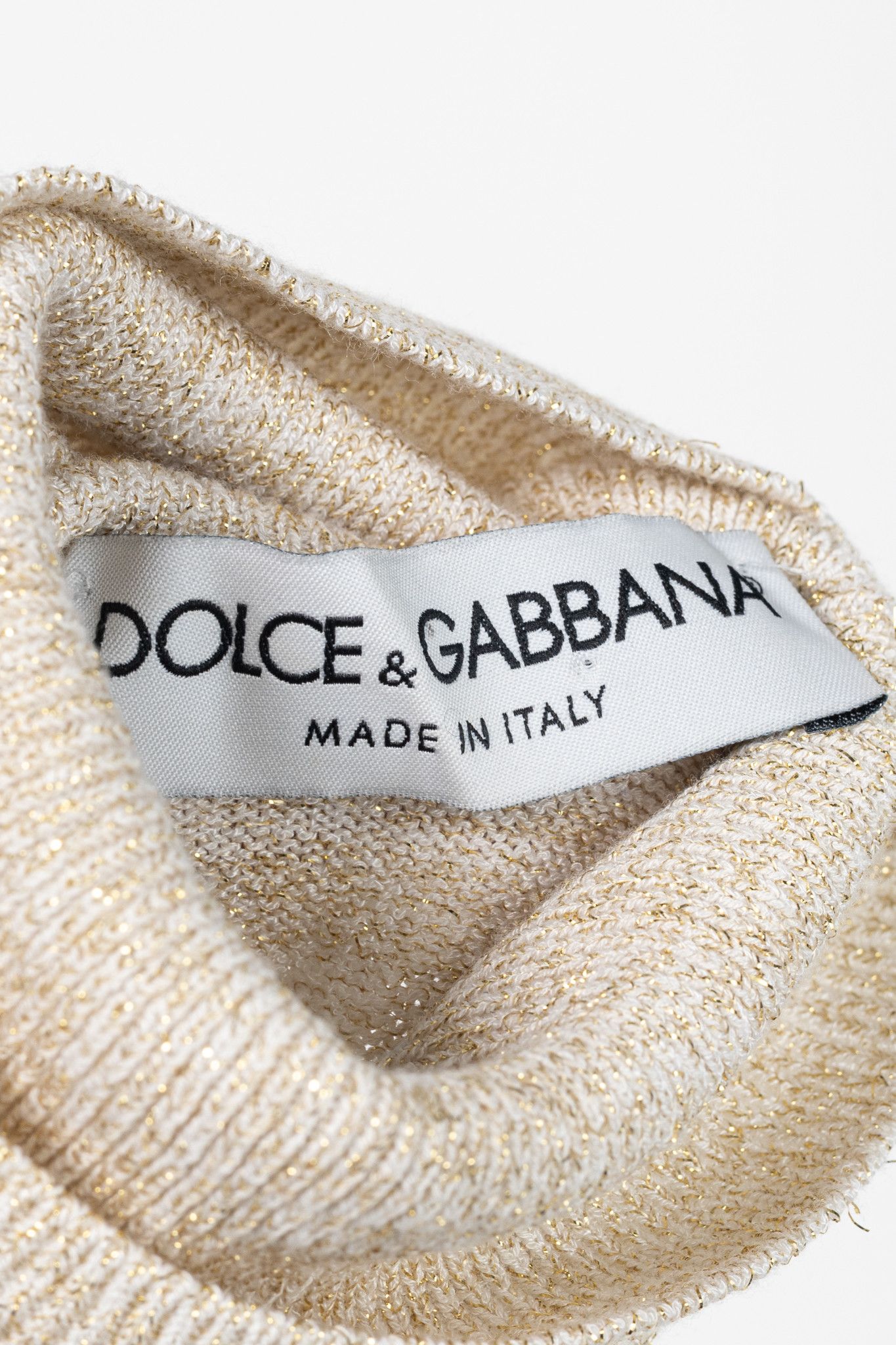 Dolce & Gabbana Dolce & Gabbana Gold-Lurex Short-Sleeve Turtleneck Sweater Size S / US 4 / IT 40 - 6 Thumbnail