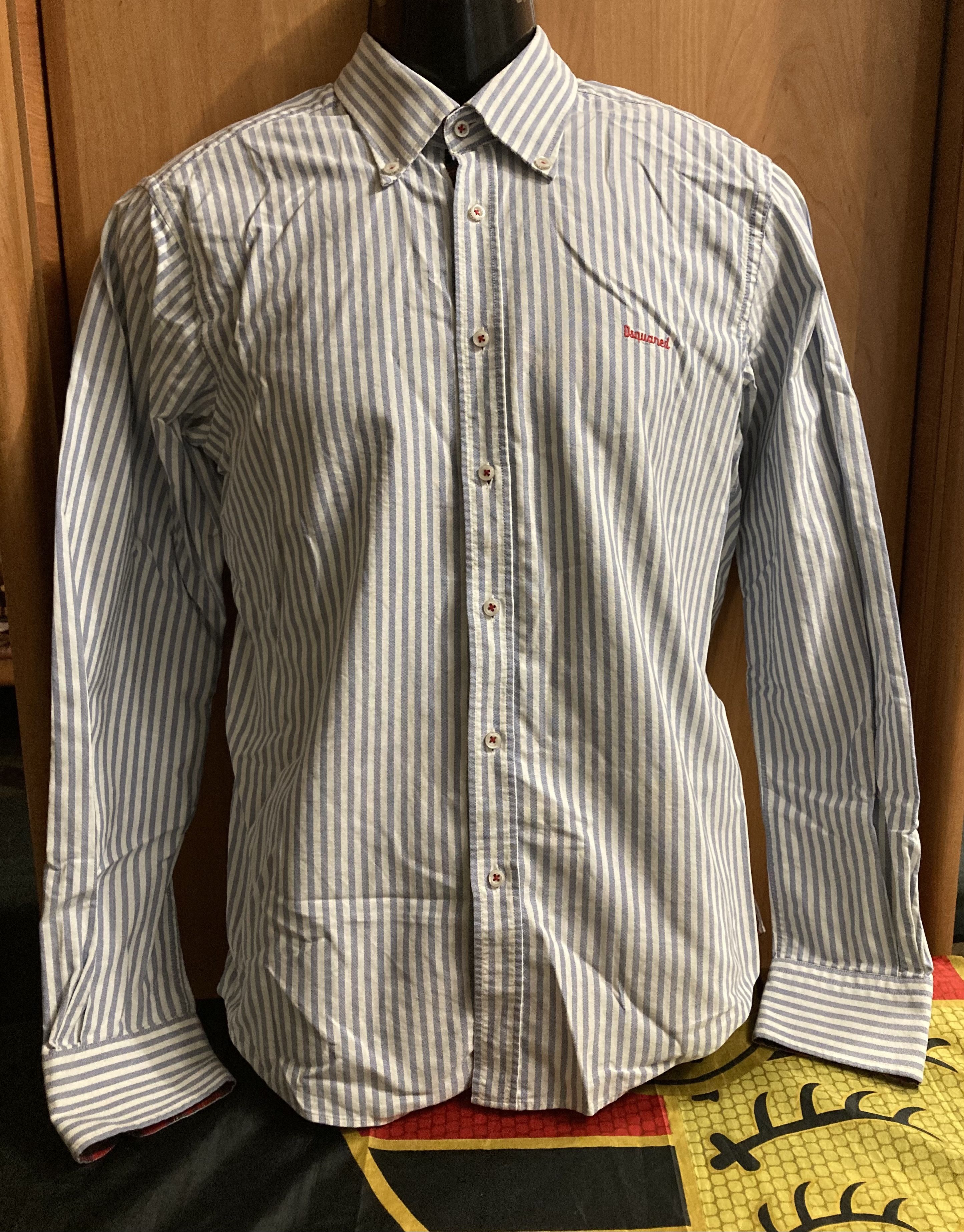 Dsquared2 Dsquared2 White/Blue Striped Shirt Size US L / EU 52-54 / 3 - 1 Thumbnail