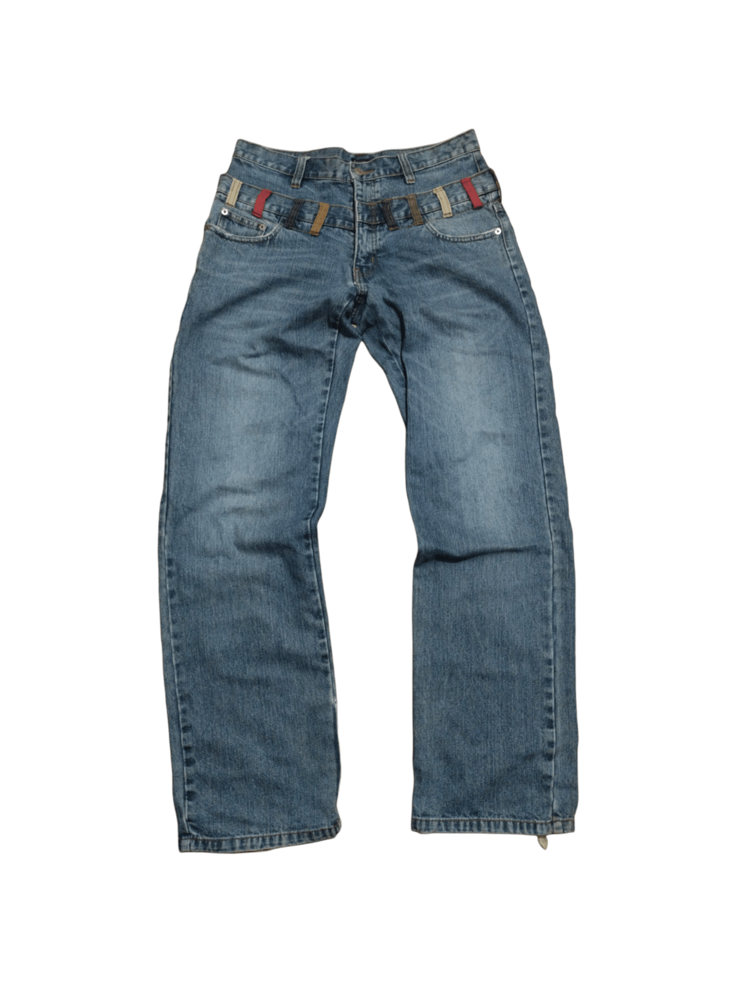 Image of Distressed Denim x Vintage Amore Puro Double Waist Denim Pants in Blue (Size 33)