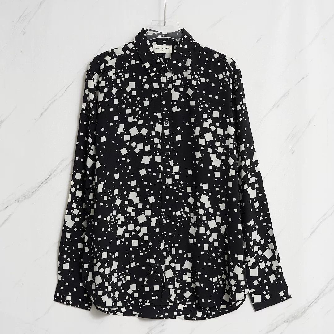 Saint Laurent Paris Saint Laurent Square-Pattern Silk Shirt Size US XS / EU 42 / 0 - 1 Thumbnail