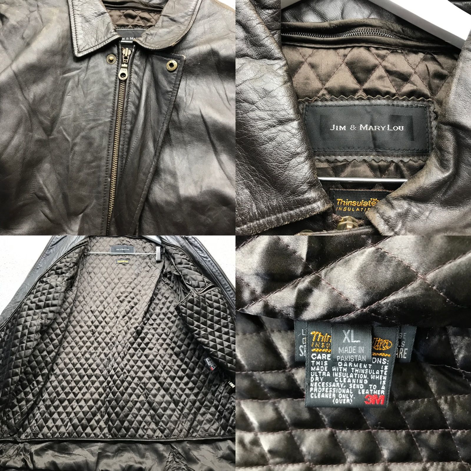 Vintage Jim & Mary Lou Thinsulate Ultra Insulation Quilted Leather Jacket Mens XL Black Size US XL / EU 56 / 4 - 8 Thumbnail