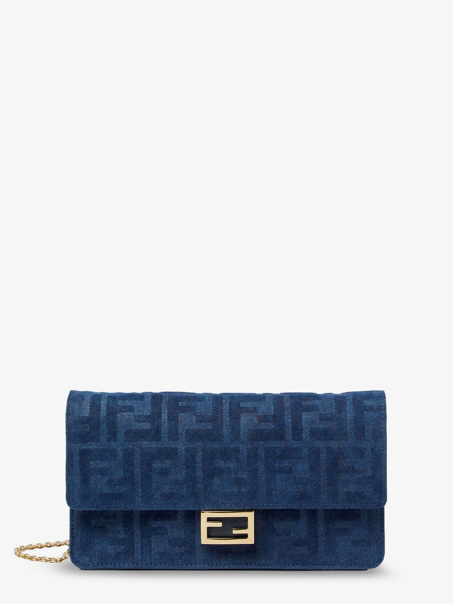 Fendi Wallet On Chain Baguette Shoulder Bag In Denim-Effect Ff Corduroy Size ONE SIZE - 1 Thumbnail