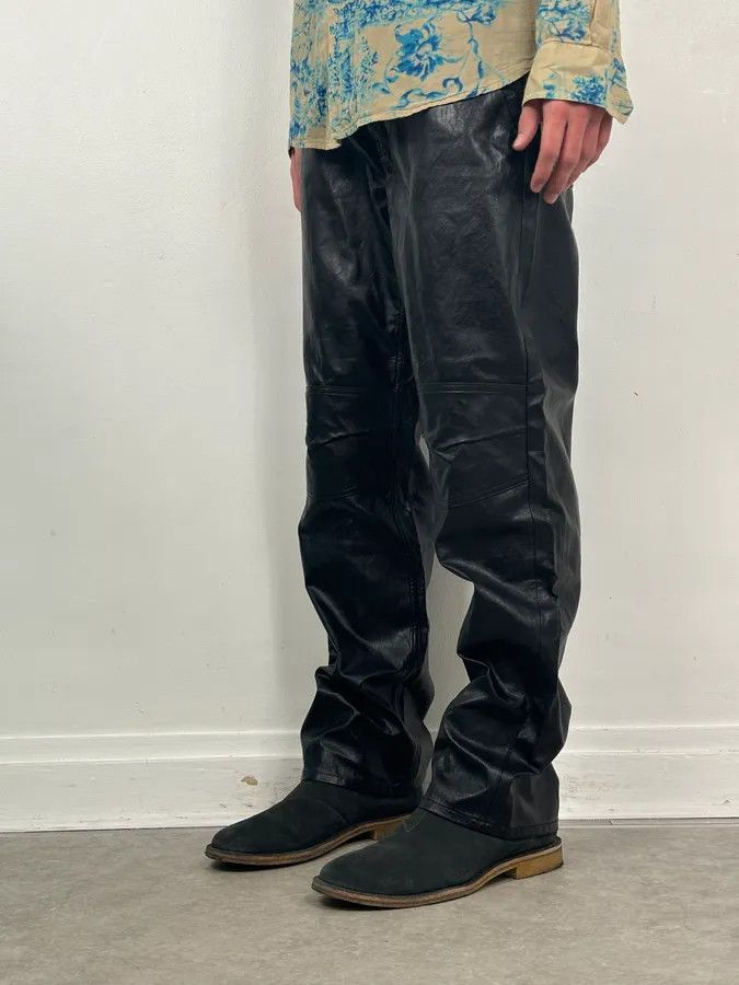 Our Legacy Our Legacy Black Faux Leather Formal Moto Cut Pants Size US 32 / EU 48 - 3 Thumbnail