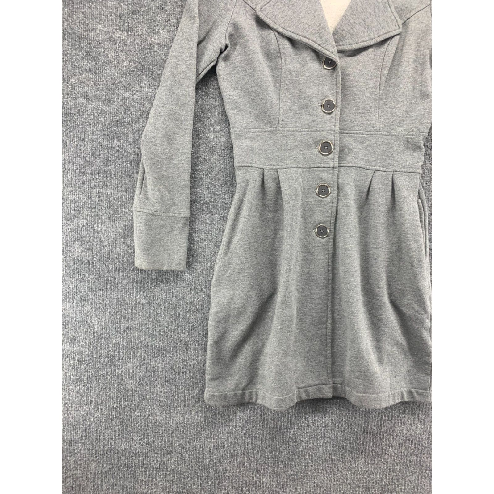 Guess GUESS Coat Womens Small Gray Overcoat Button Down Single Breasted Cotton Blend Pockets Size S / US 4 / IT 40 - 6 Thumbnail