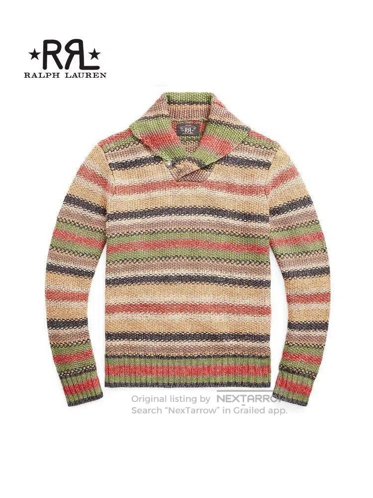 RRL Ralph Lauren RRL Men's Classic Retro Striped Knit Sweater. Size US S / EU 44-46 / 1 - 1 Thumbnail