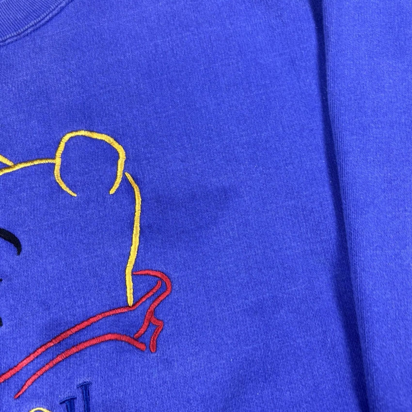 Disney VINTAGE Disney Pooh Sweatshirt Purple Embroidered Cartoon Size S Mens 90s Cartoon USA Graphic Print Pullover Heavyweight Cotton Fleece Size US S / EU 44-46 / 1 - 4 Thumbnail
