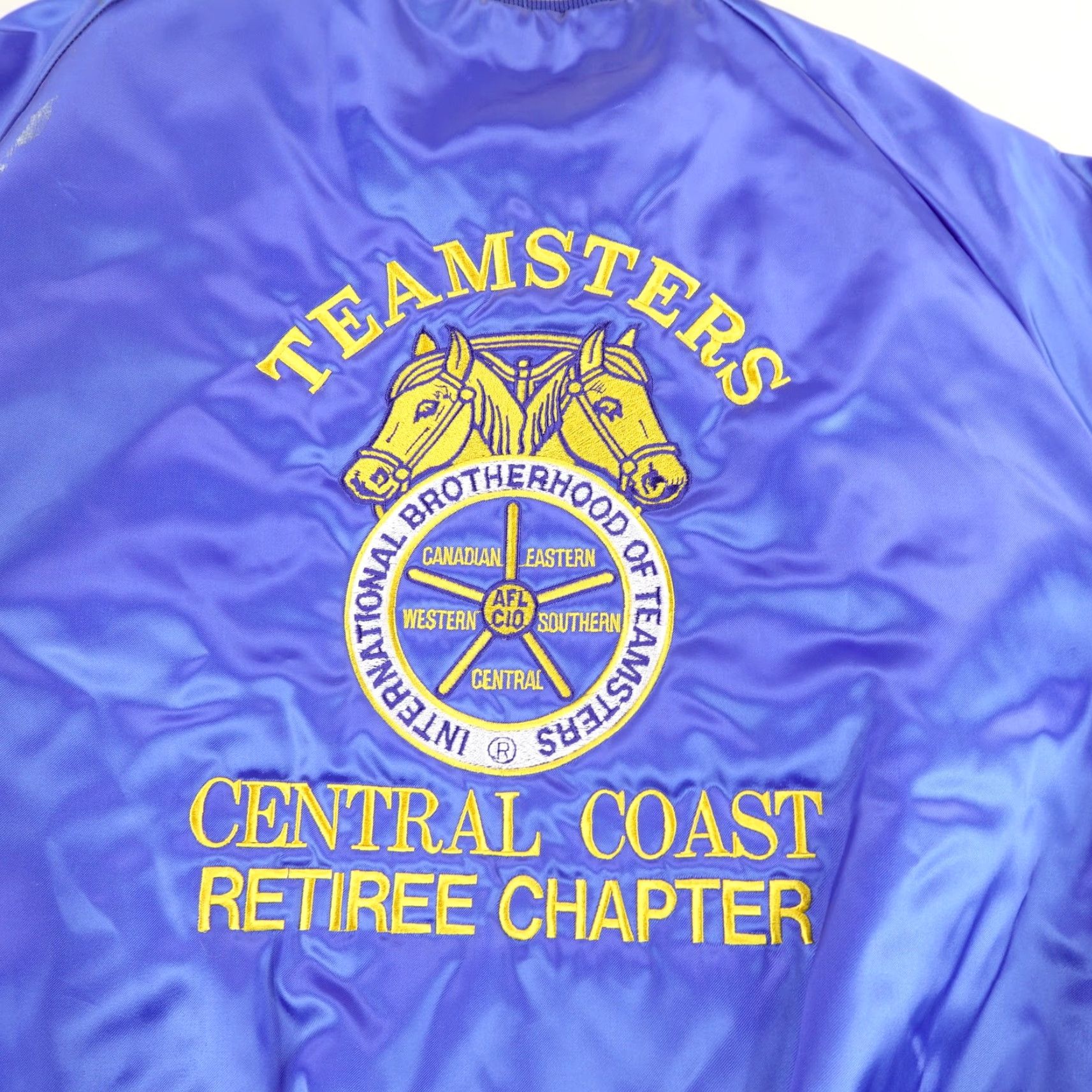 Vintage Vintage Teamsters Jacket Mens Large Blue Satin Quilted Central Coast Bomber Coat Size US L / EU 52-54 / 3 - 6 Thumbnail