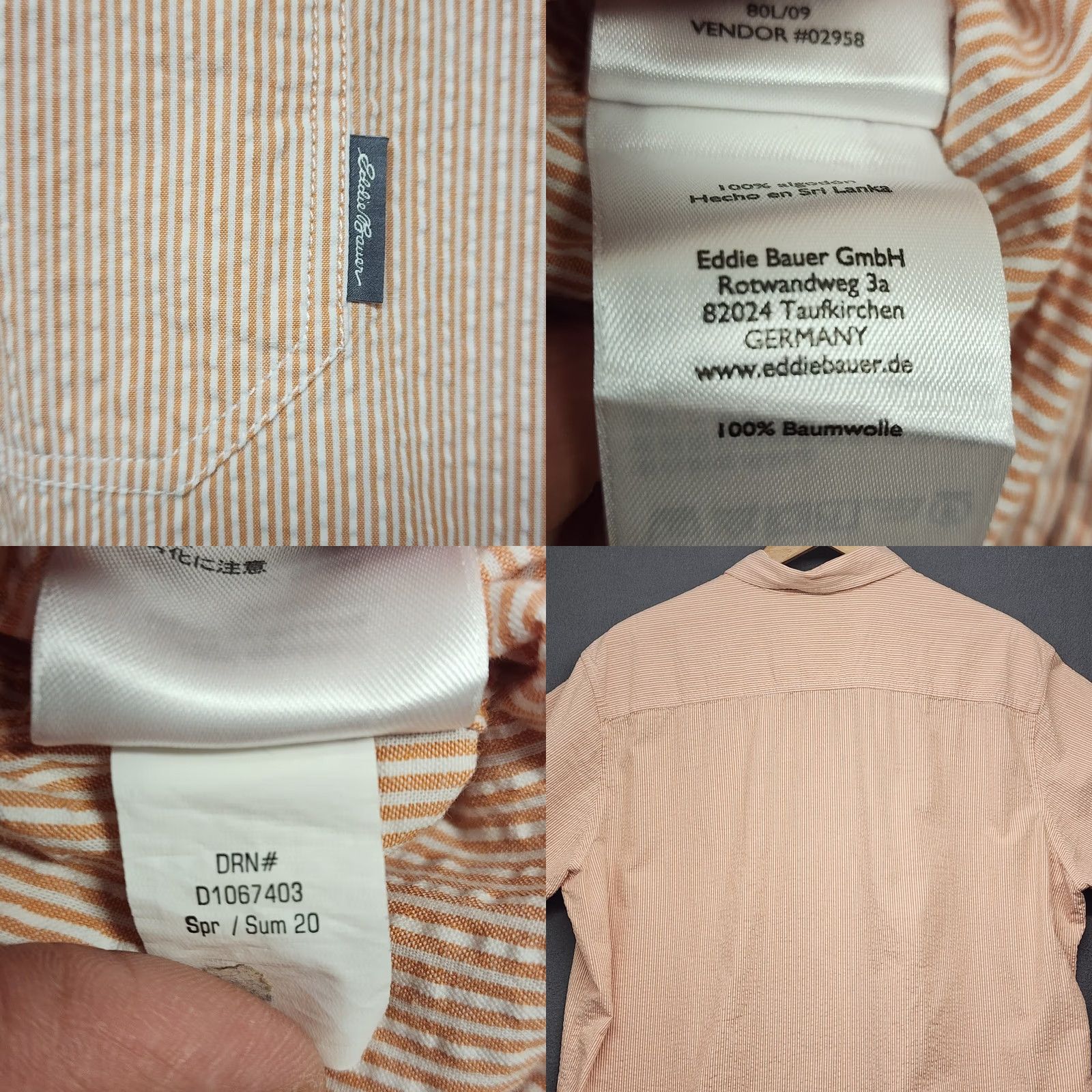 Eddie Bauer Eddie Bauer Shirt Men TXL Tall XL Seersucker Orange White Short Sleeve Button Up Size US XL / EU 56 / 4 - 8 Thumbnail
