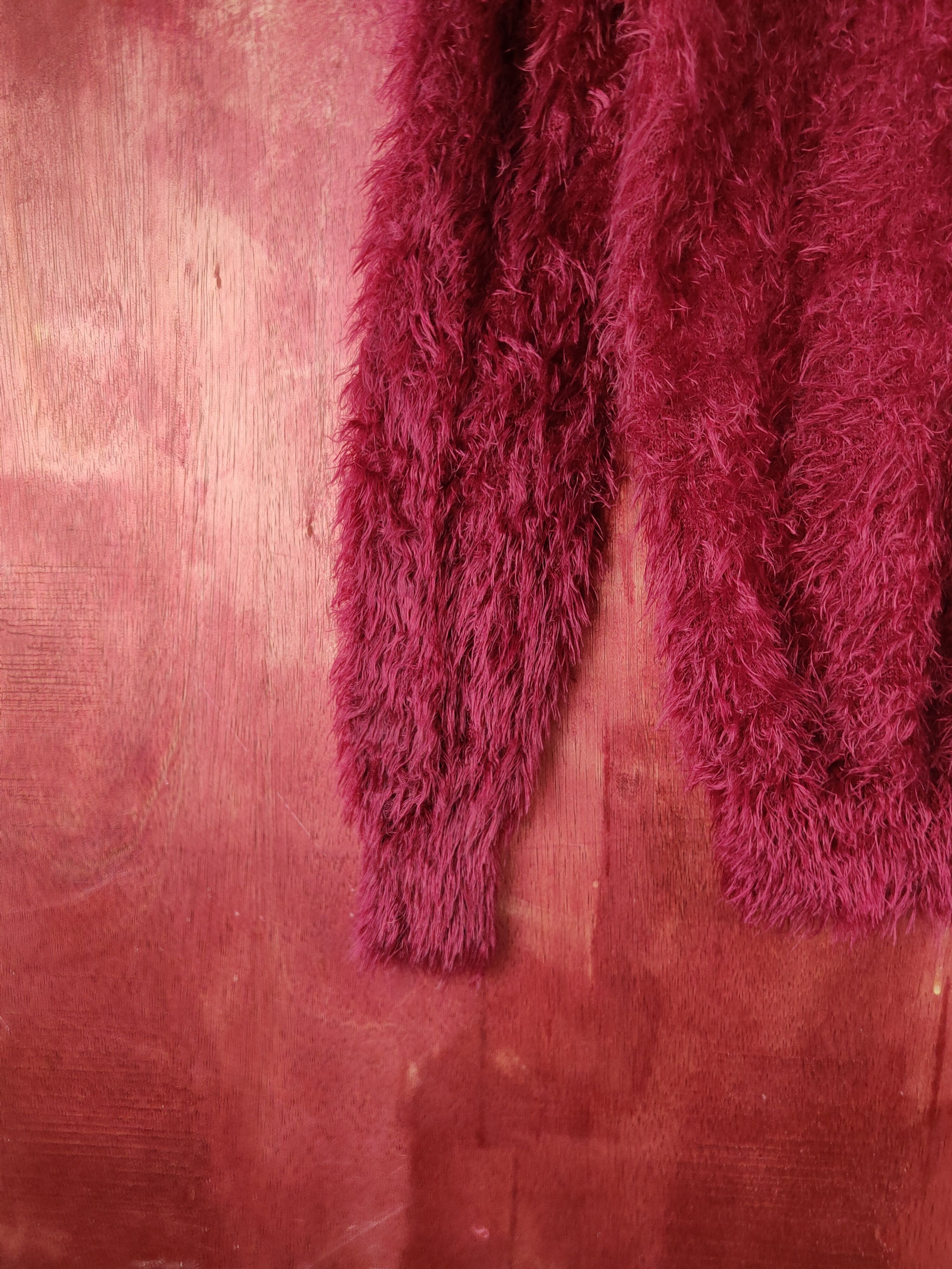 Aran Isles Knitwear Vivian Blue Maroon Shag Shaggy Fur Mohair Knitwear #S2086 Size US M / EU 48-50 / 2 - 4 Thumbnail