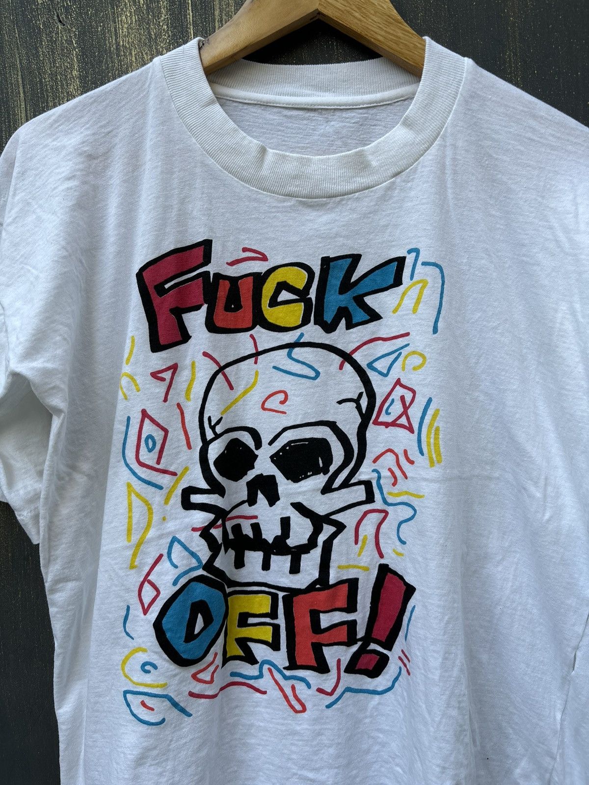 Japanese Brand × Vintage VERY RARE! Vintage 90s Fuck Off Slogan Punk Tee Size US M / EU 48-50 / 2 - 5 Thumbnail