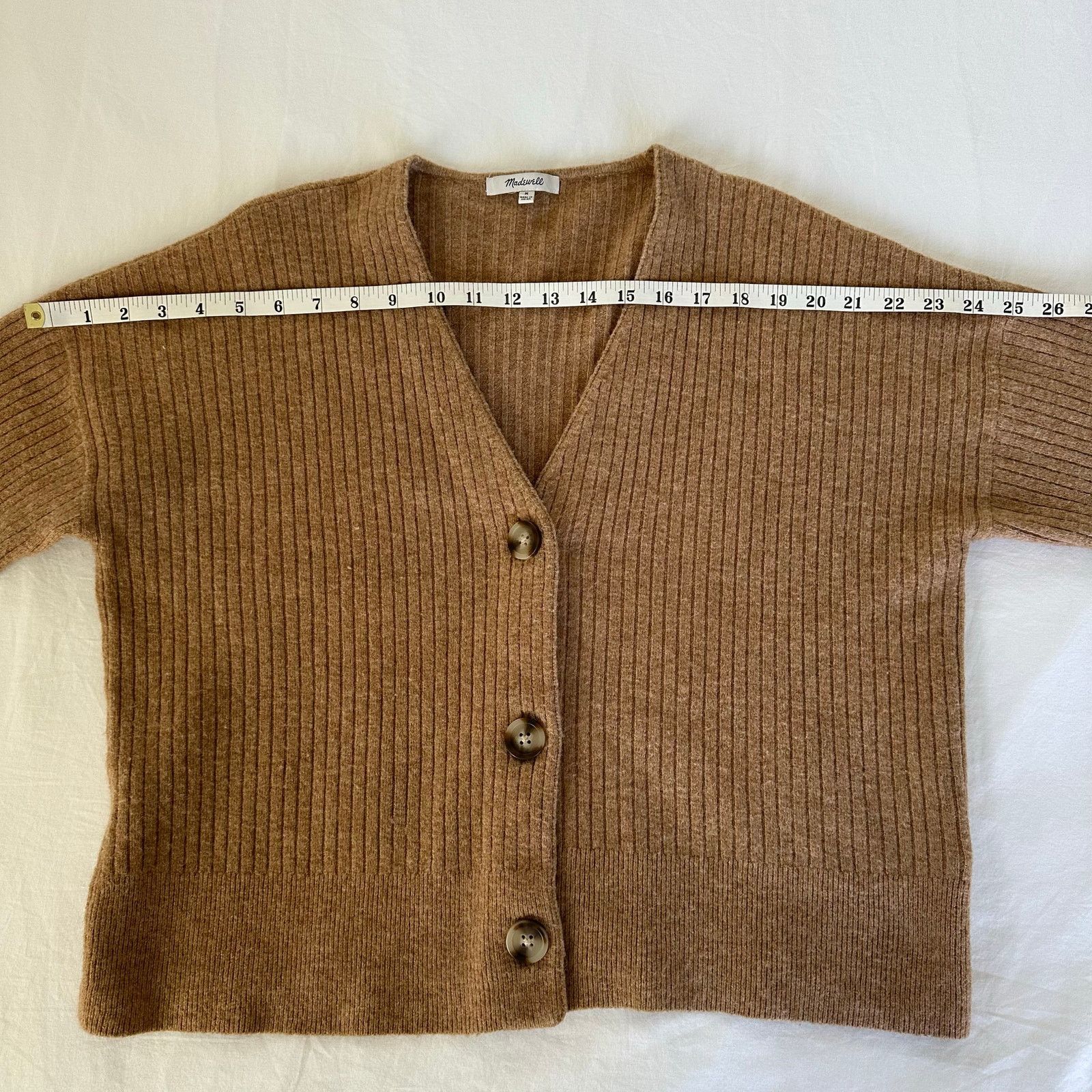 Madewell Madewell Cameron Ribbed Cropped Wool Alpaca Cardigan Camel M Size M / US 6-8 / IT 42-44 - 4 Thumbnail
