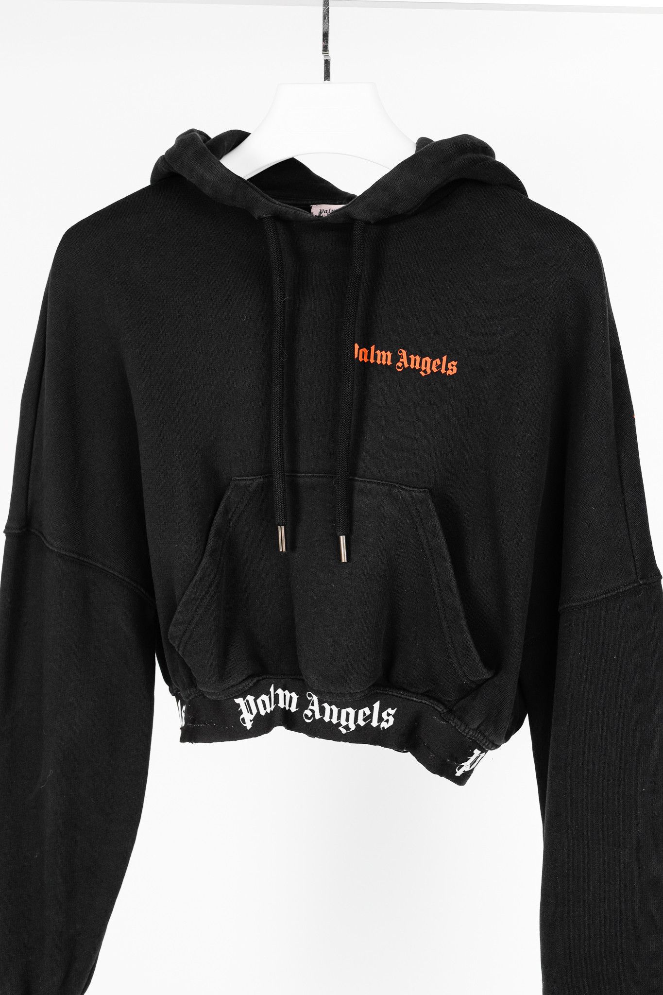 Palm Angels Palm Angels Summer 2019 Black Cropped Logo Print Hoodie Size S / US 4 / IT 40 - 3 Thumbnail