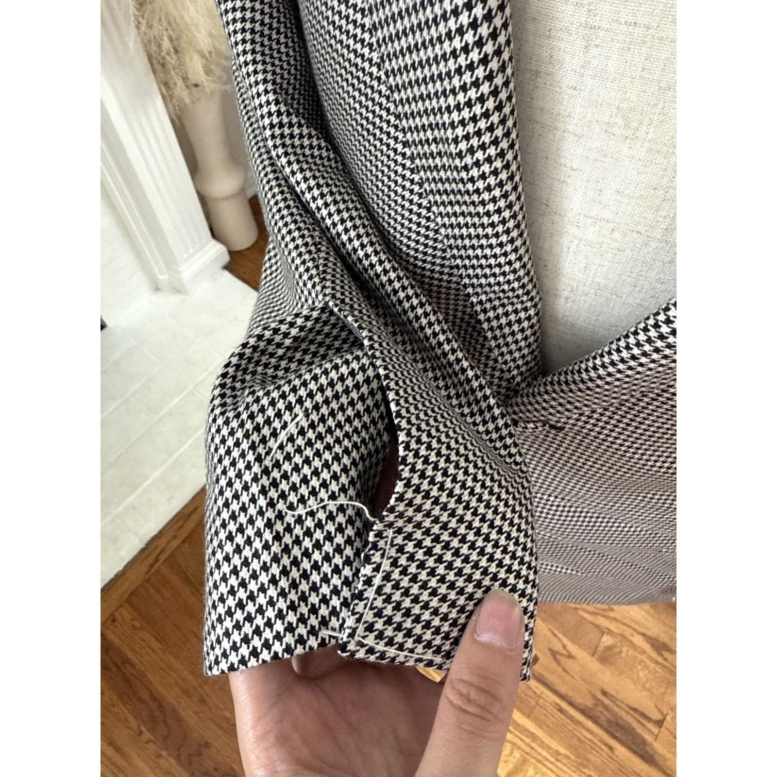 Vintage FRERE Black And White Houndstooth Blazer Classic Wool Silk Mens Jacket Sz 40 Size 40R - 6 Thumbnail