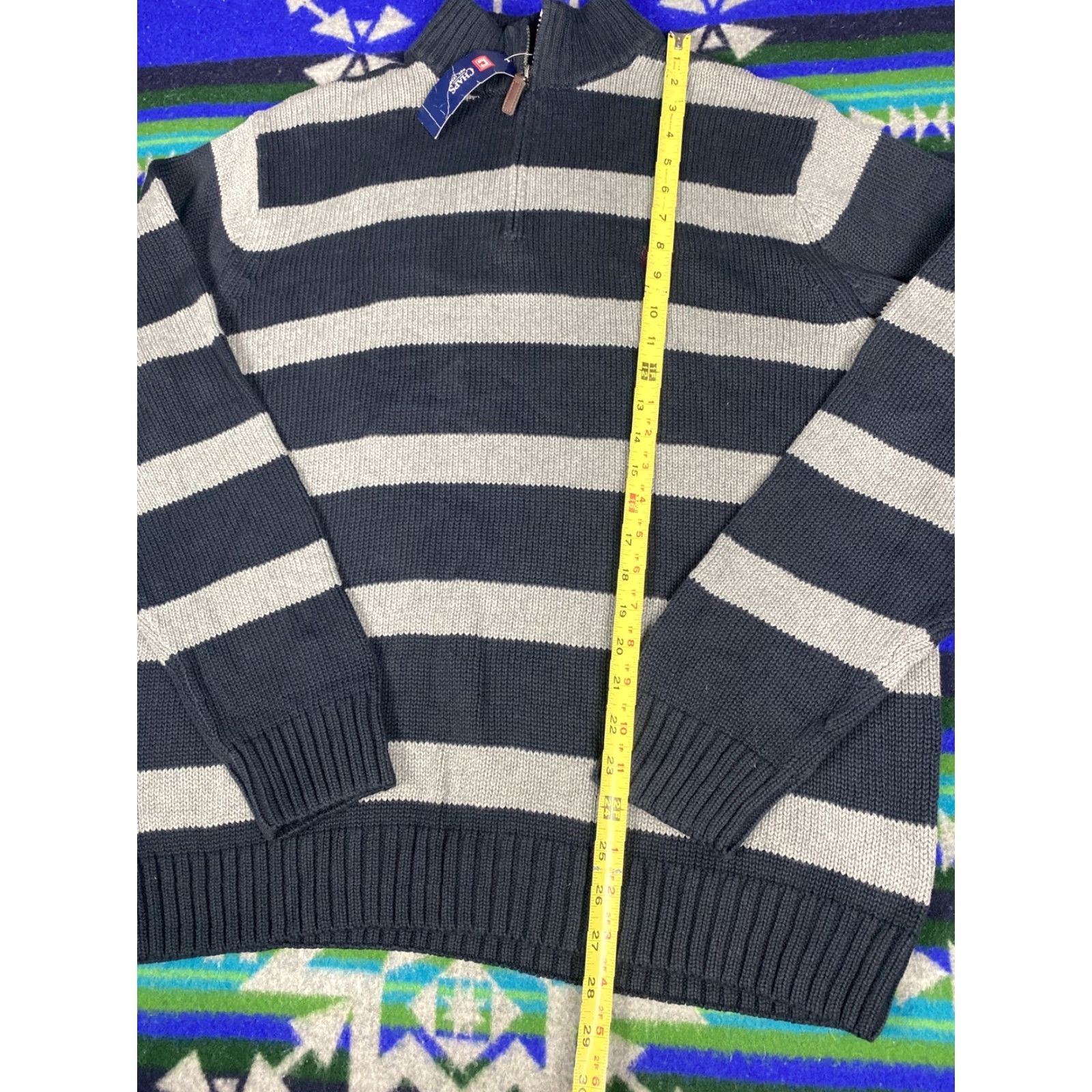 Chaps Chaps Ralph Lauren 1/4 Zip Knit Sweater Mens Sz L Blue Red Stripes Pullover Knit Zip Shirt Size US L / EU 52-54 / 3 - 4 Thumbnail