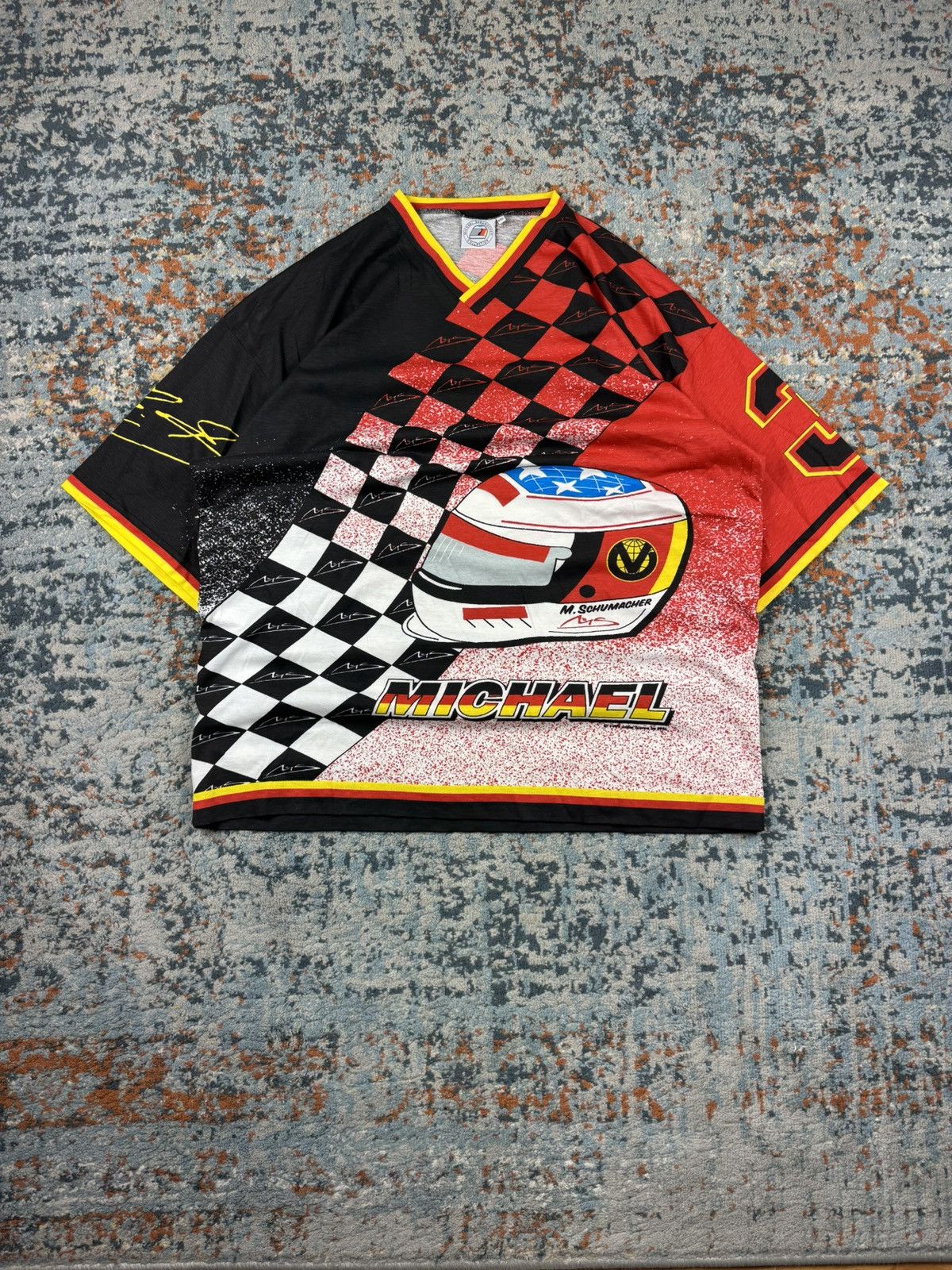 Vintage Vintage 1999 Michael Schumacher F1 crazy all over print tee Size US XXL / EU 58 / 5 - 1 Thumbnail