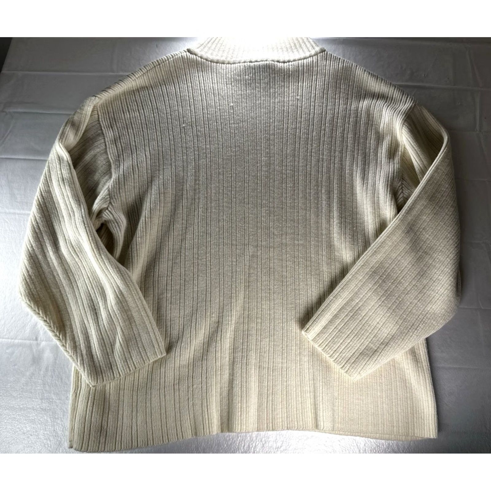 Southpole VTG South Pole Mens XL Sweater Ribbed Mock Neck Knit Cream Ivory Logo Vintage Pullover Winter Fall Clothing Size US XL / EU 56 / 4 - 2 Thumbnail