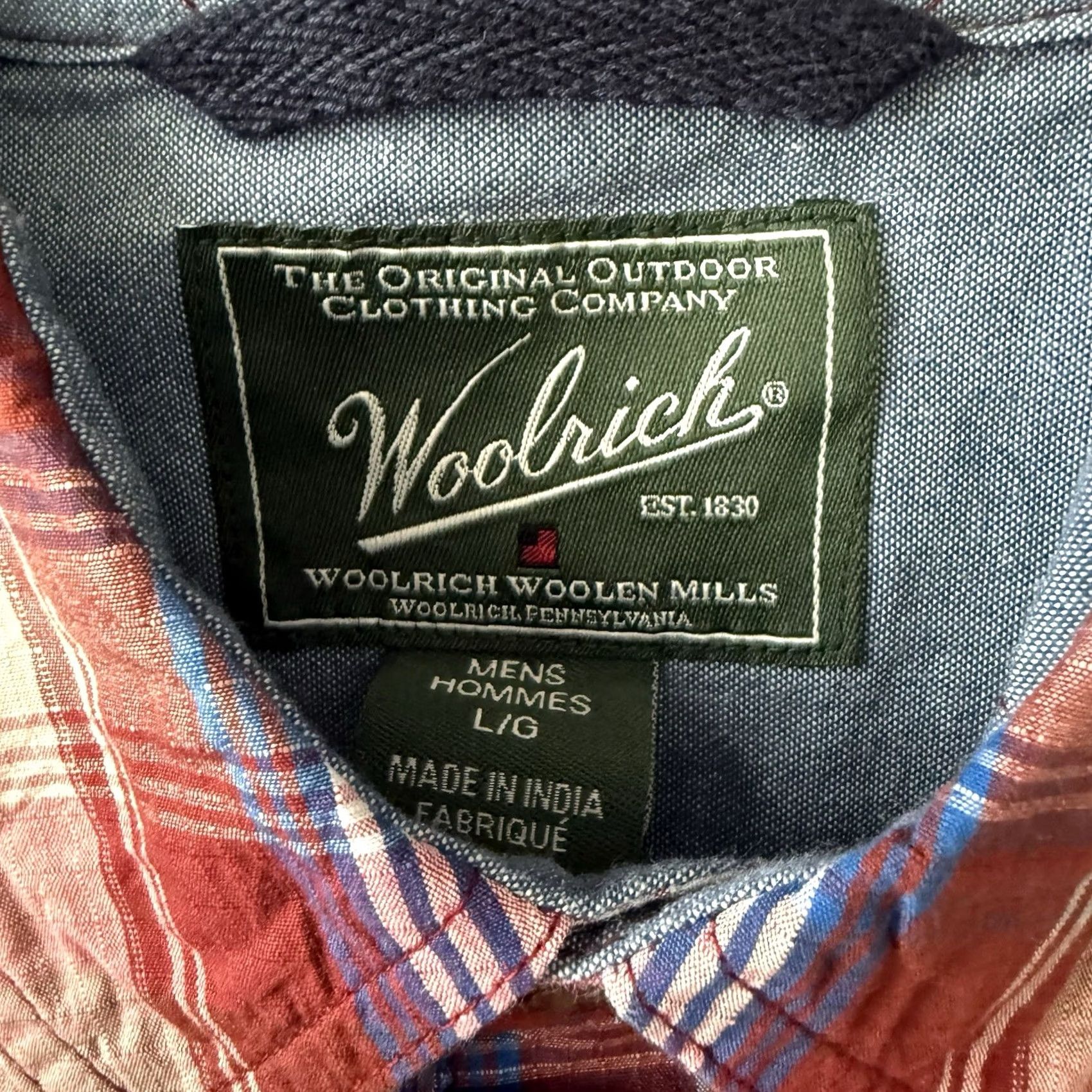 Vintage Woolrich Mens Large Dark Red Plaid Midway Yarn Button Up Short Sleeve Shirt Size US L / EU 52-54 / 3 - 2 Thumbnail