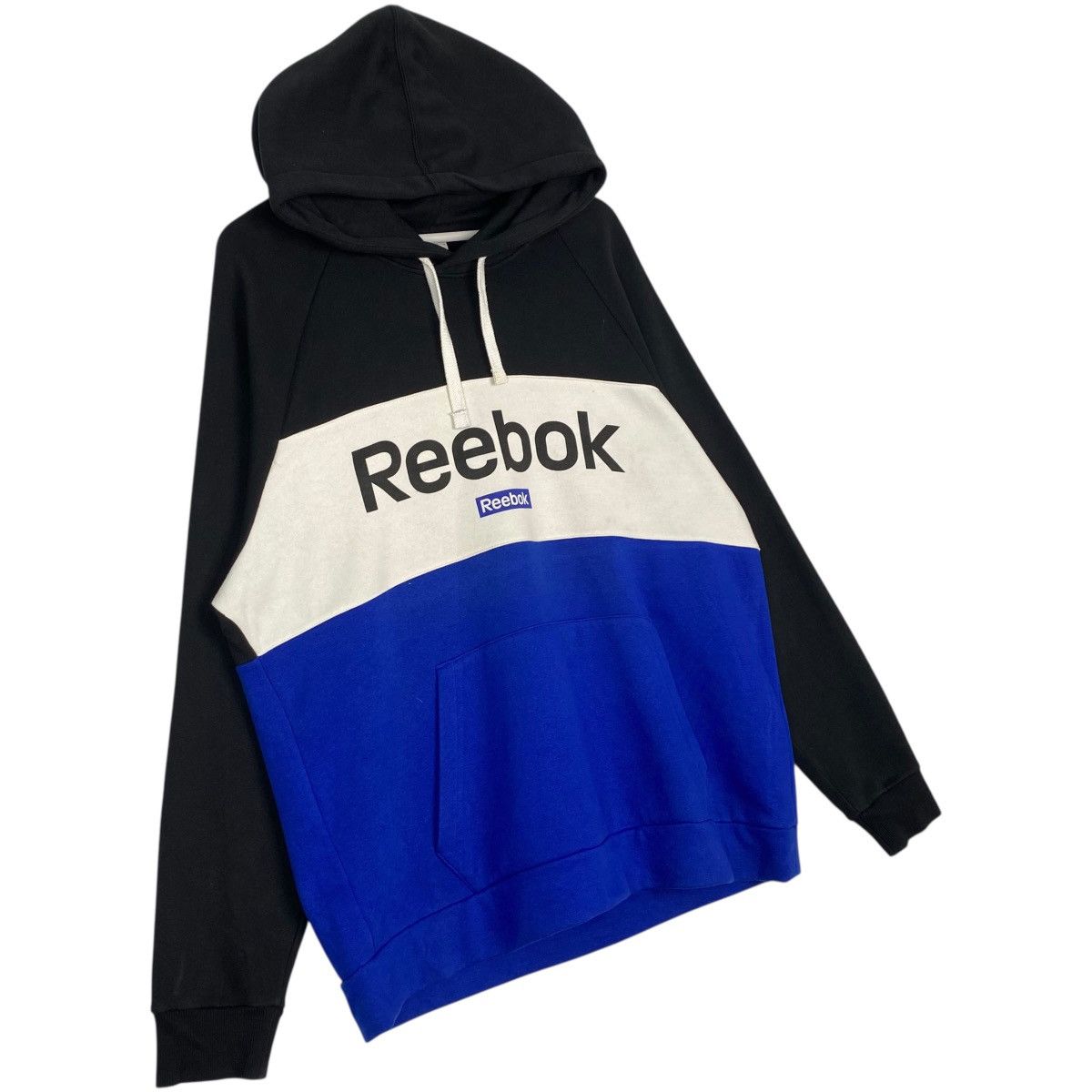 Vintage Vintage 90s Reebok Hoodie Sweater Navy Blue Pullover Size L Size US L / EU 52-54 / 3 - 3 Thumbnail