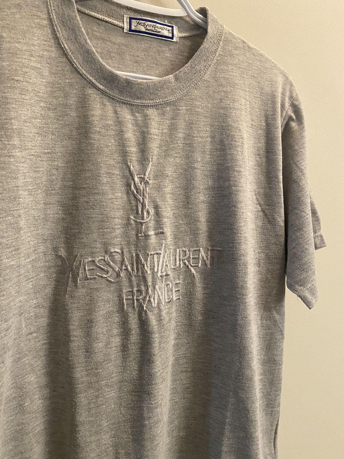 Japanese Brand × Vintage × Yves Saint Laurent Vintage YSL Big Logo Spellout Shirt Rare Size US L / EU 52-54 / 3 - 4 Thumbnail