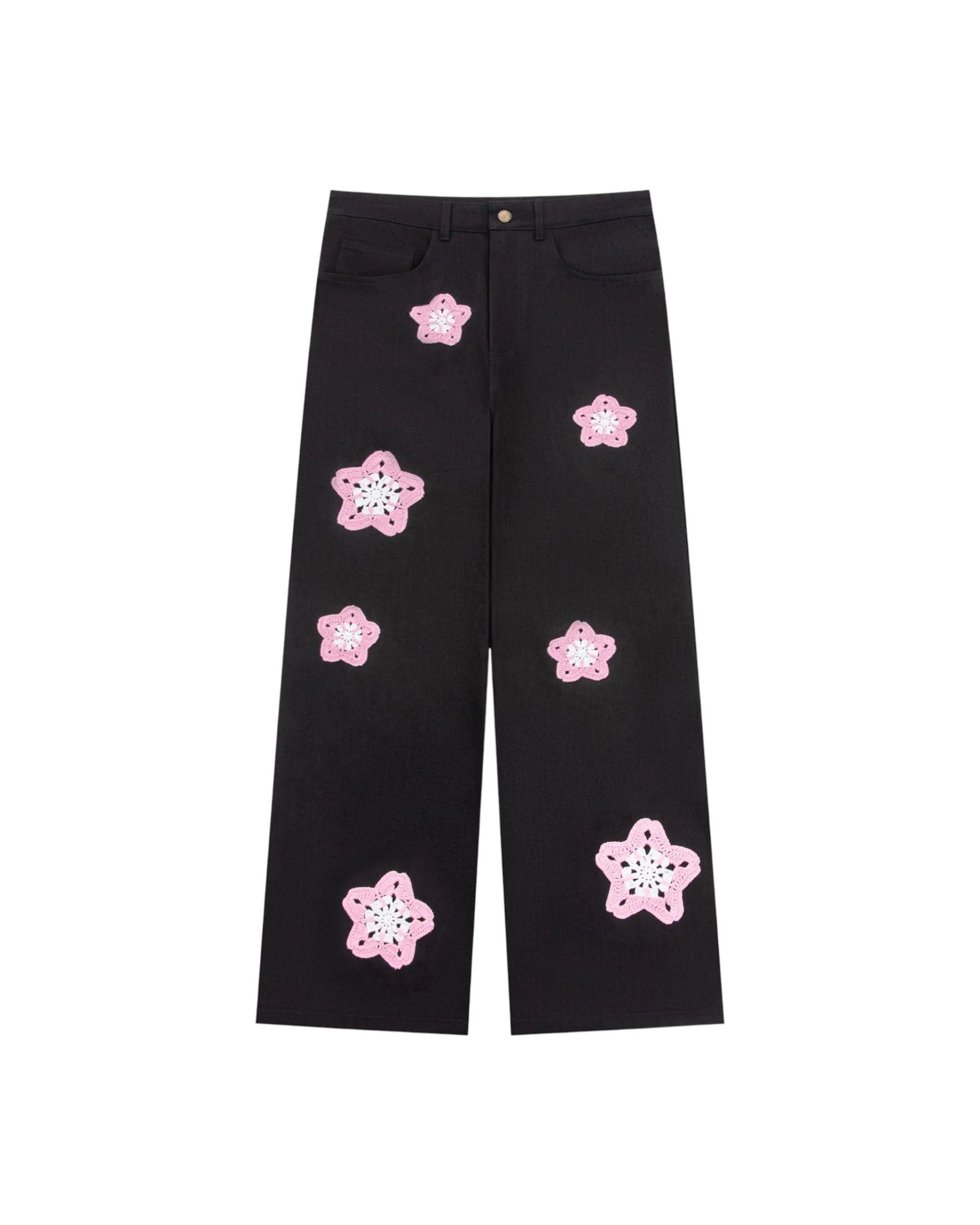 Other Arkyve 'Pink Star Crochet' Black Jeans Size US 38 / EU 54 - 1 Preview